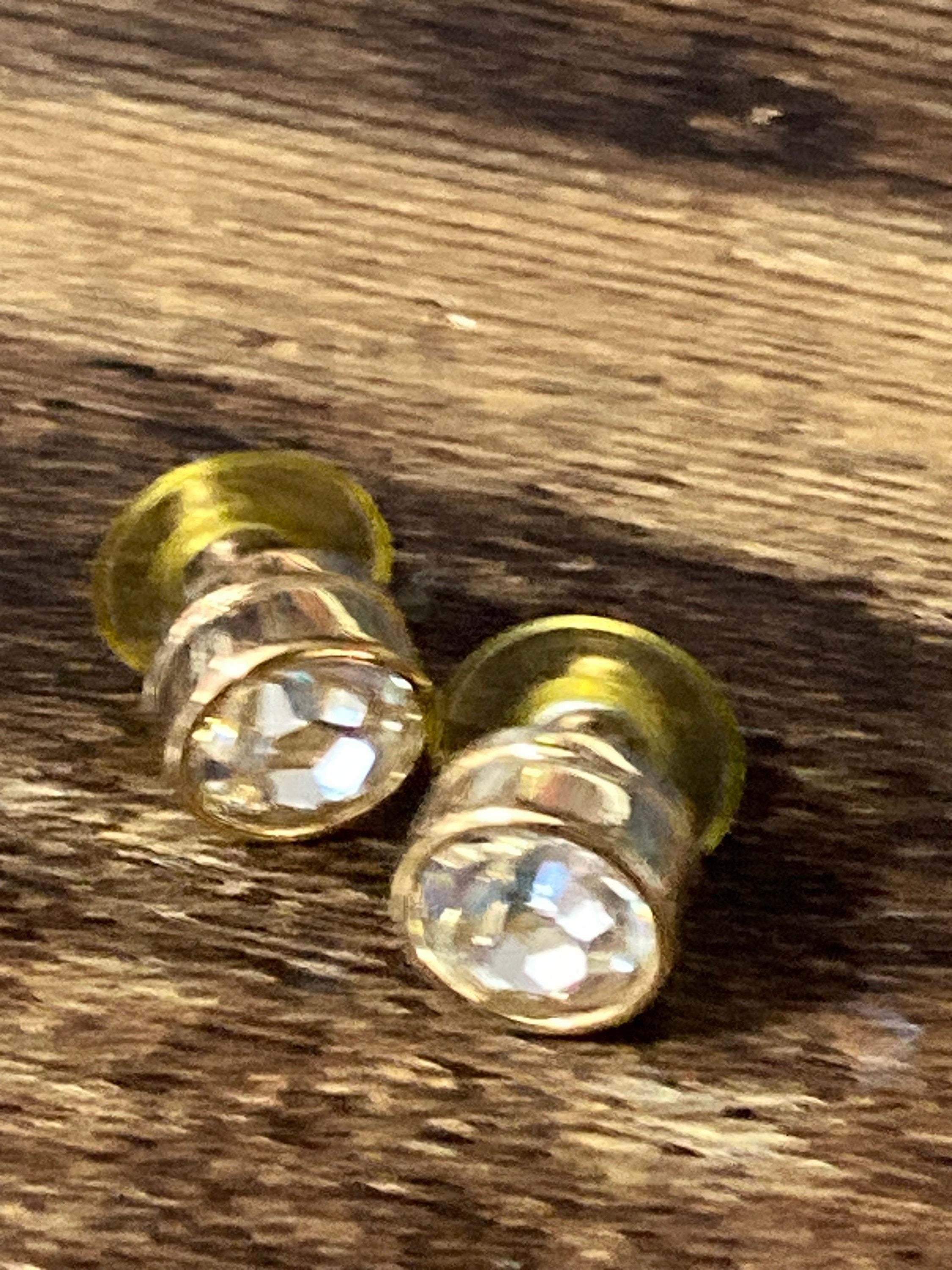 1980s Gold Plated big Diamanté Stud Earrings