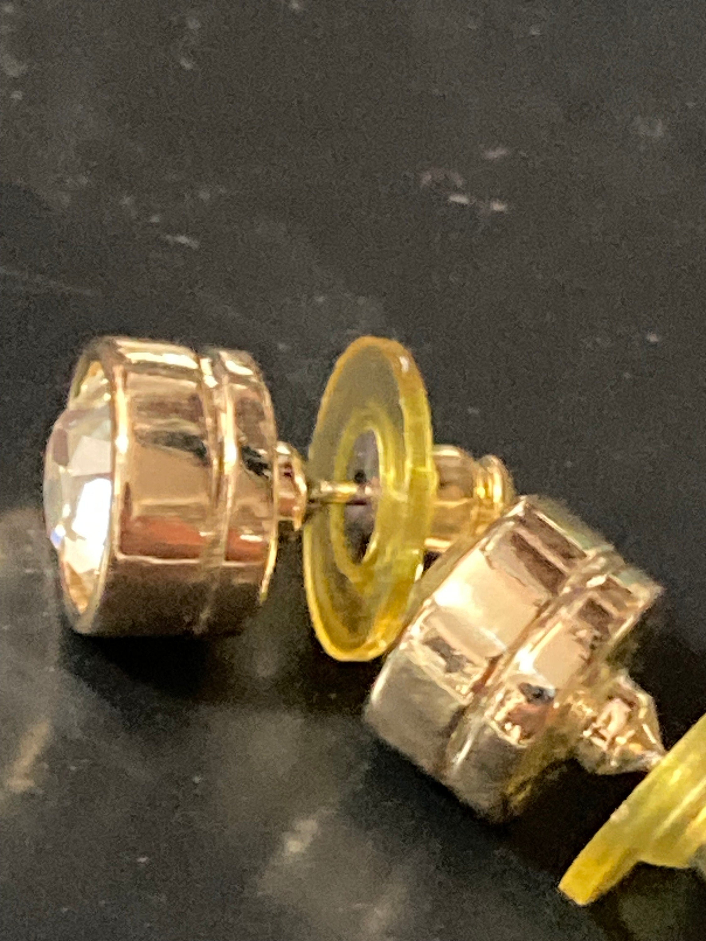 1980s Gold Plated big Diamanté Stud Earrings