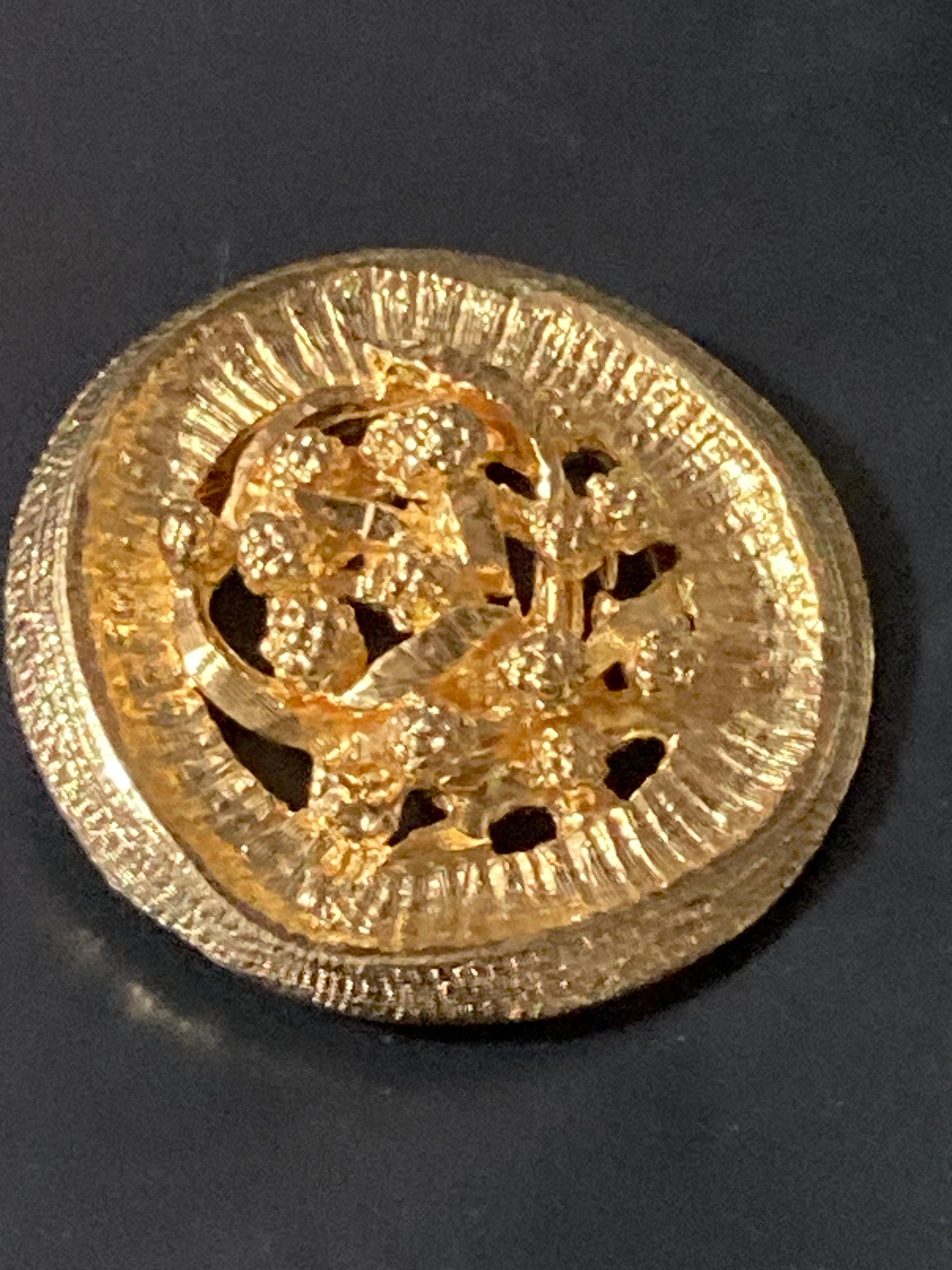 Vintage Gold Tone modernist brutalist textured Scarf Clip