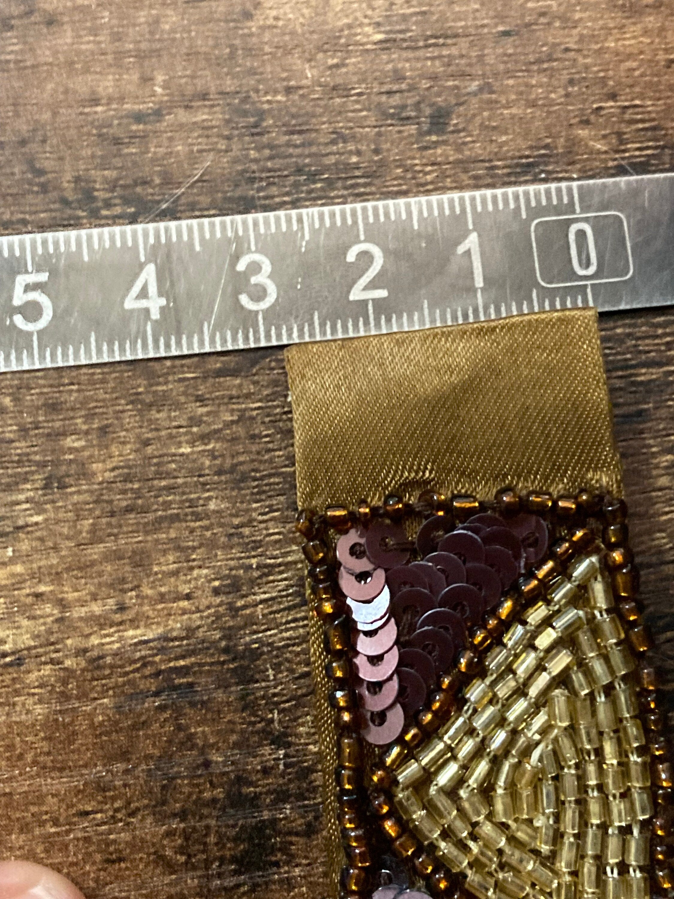 Art Deco Sequin Choker: Brown & Gold Seed Bead Necklace