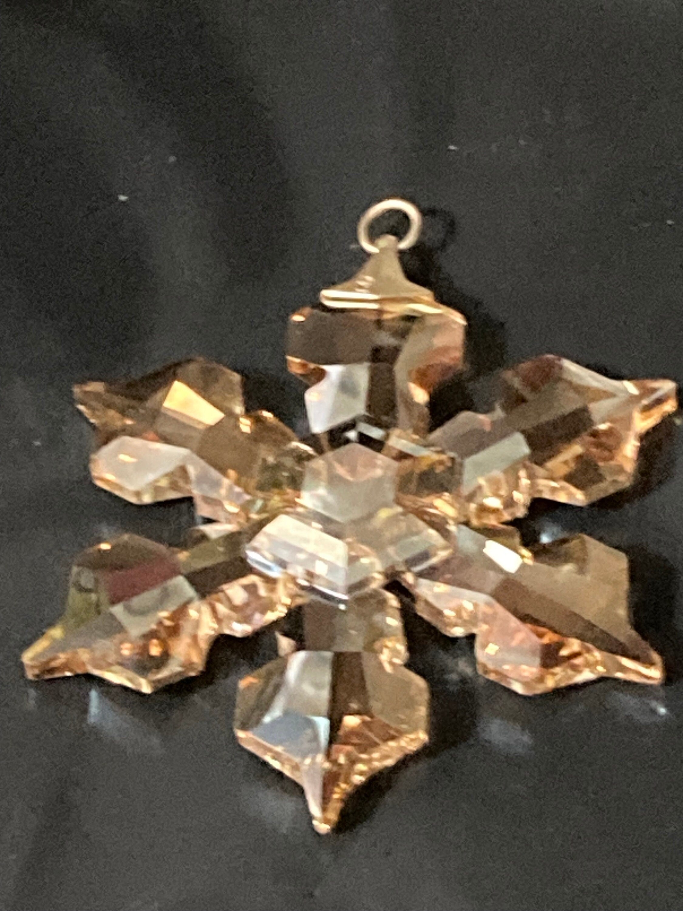 Swarovski gold tone large snowflake star soft brown topaz crystal pendant