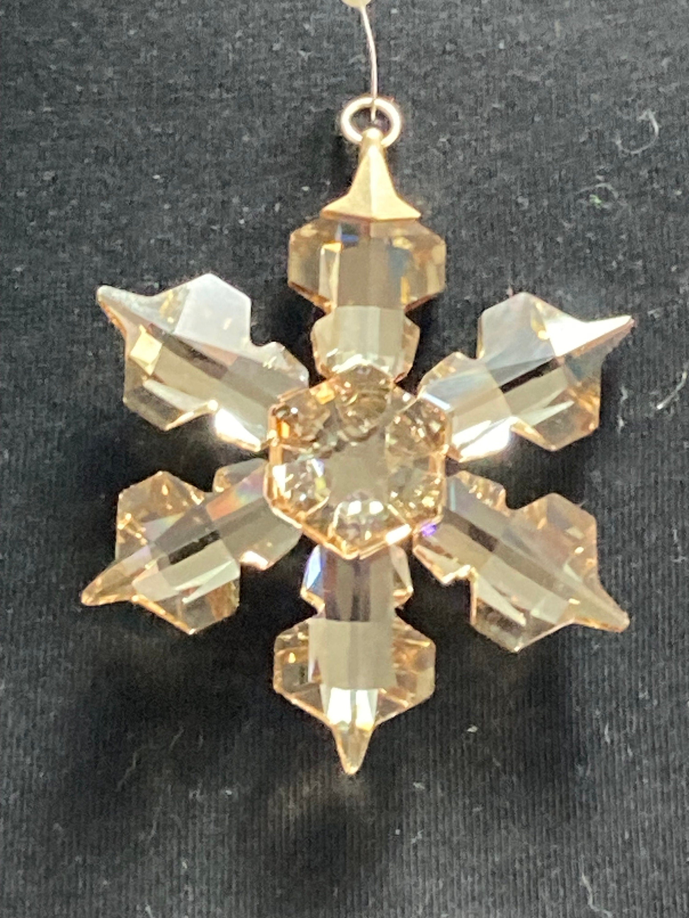 Swarovski gold tone large snowflake star soft brown topaz crystal pendant