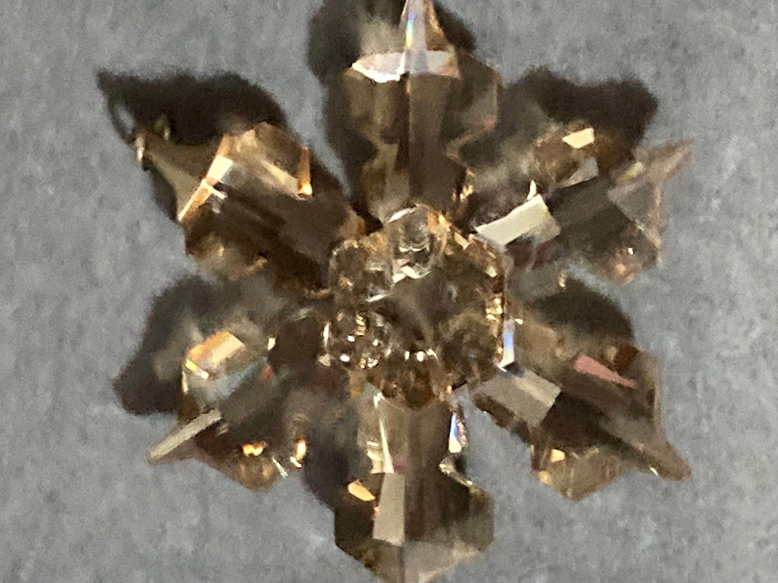 Swarovski gold tone large snowflake star soft brown topaz crystal pendant