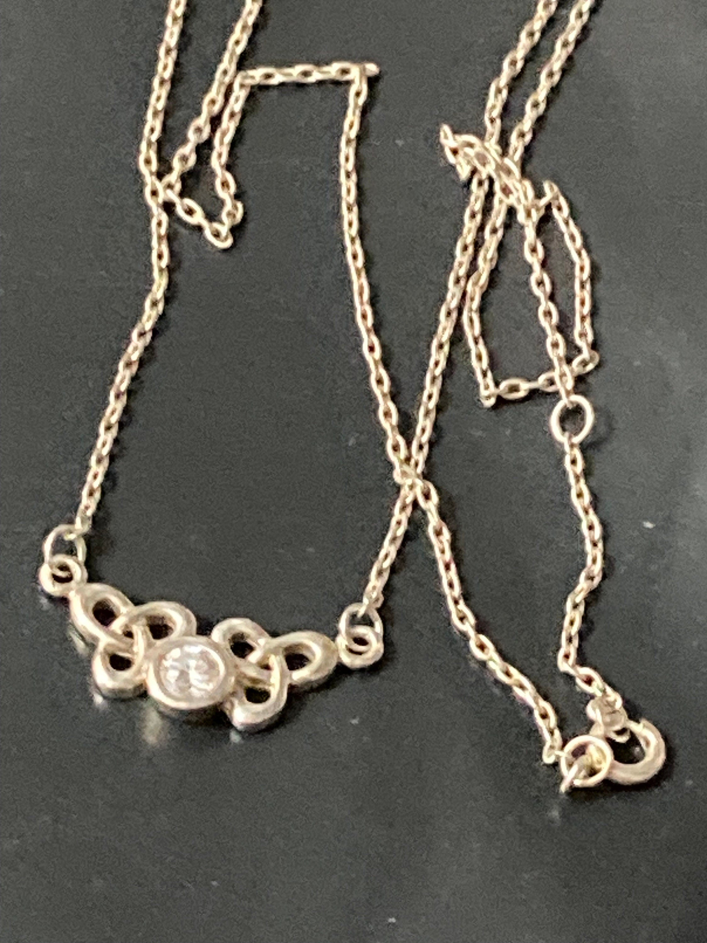 Art Nouveau 925 Sterling Silver gem set diamanté Charles Rennie Mackintosh style Necklace