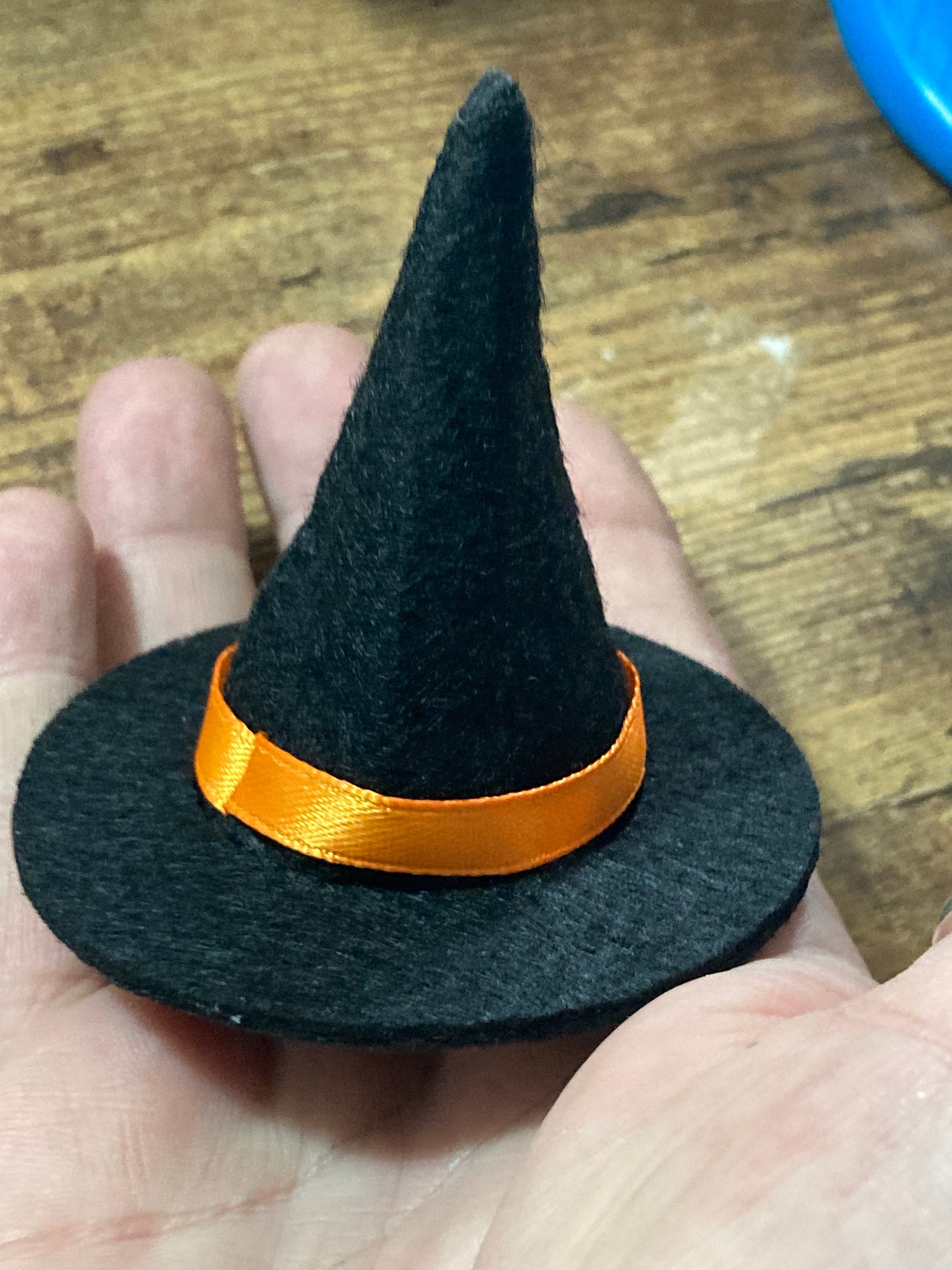 Miniature black felt witches hat Halloween cake topper decoration scenery dolls