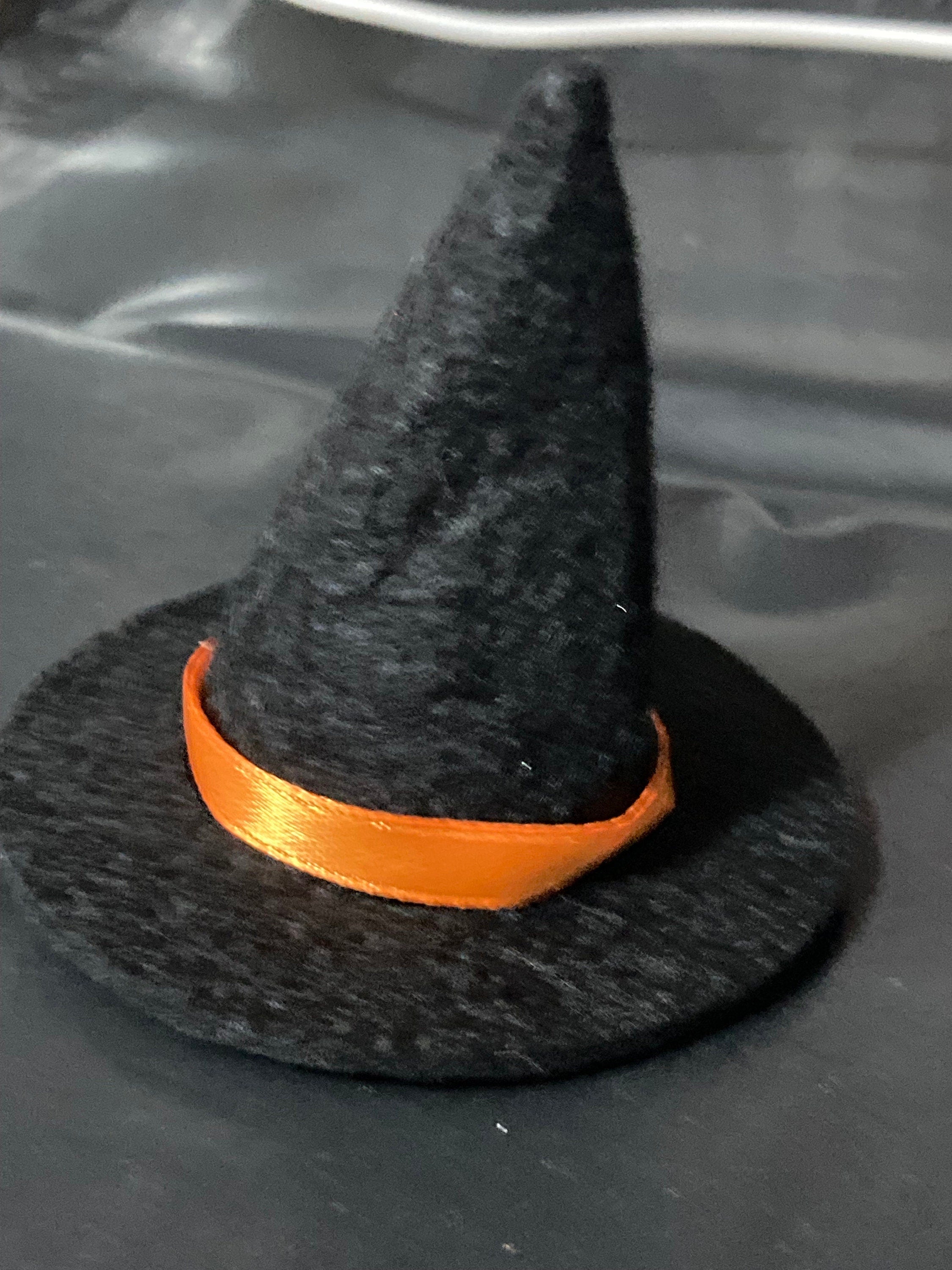 Miniature black felt witches hat Halloween cake topper decoration scenery dolls