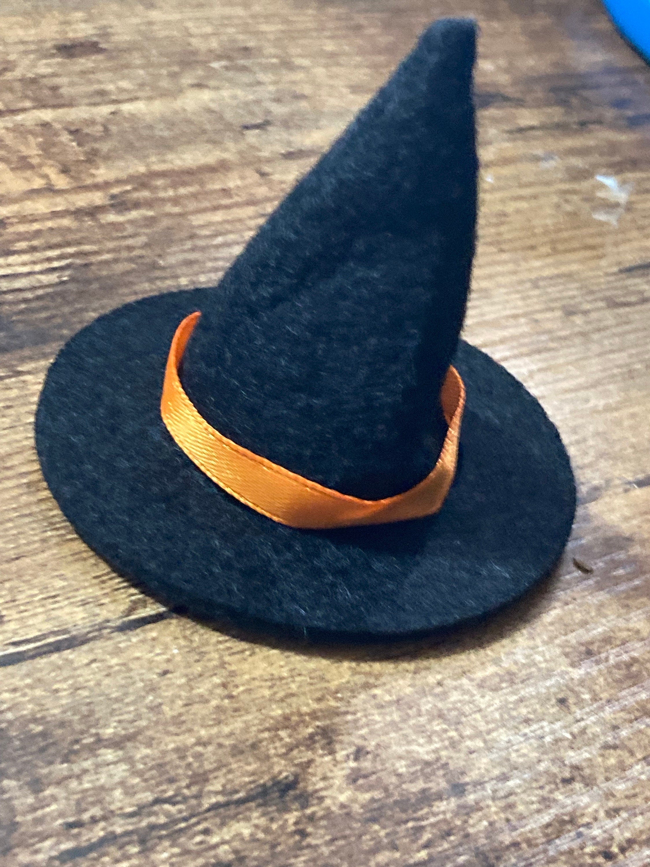 Miniature black felt witches hat Halloween cake topper decoration scenery dolls