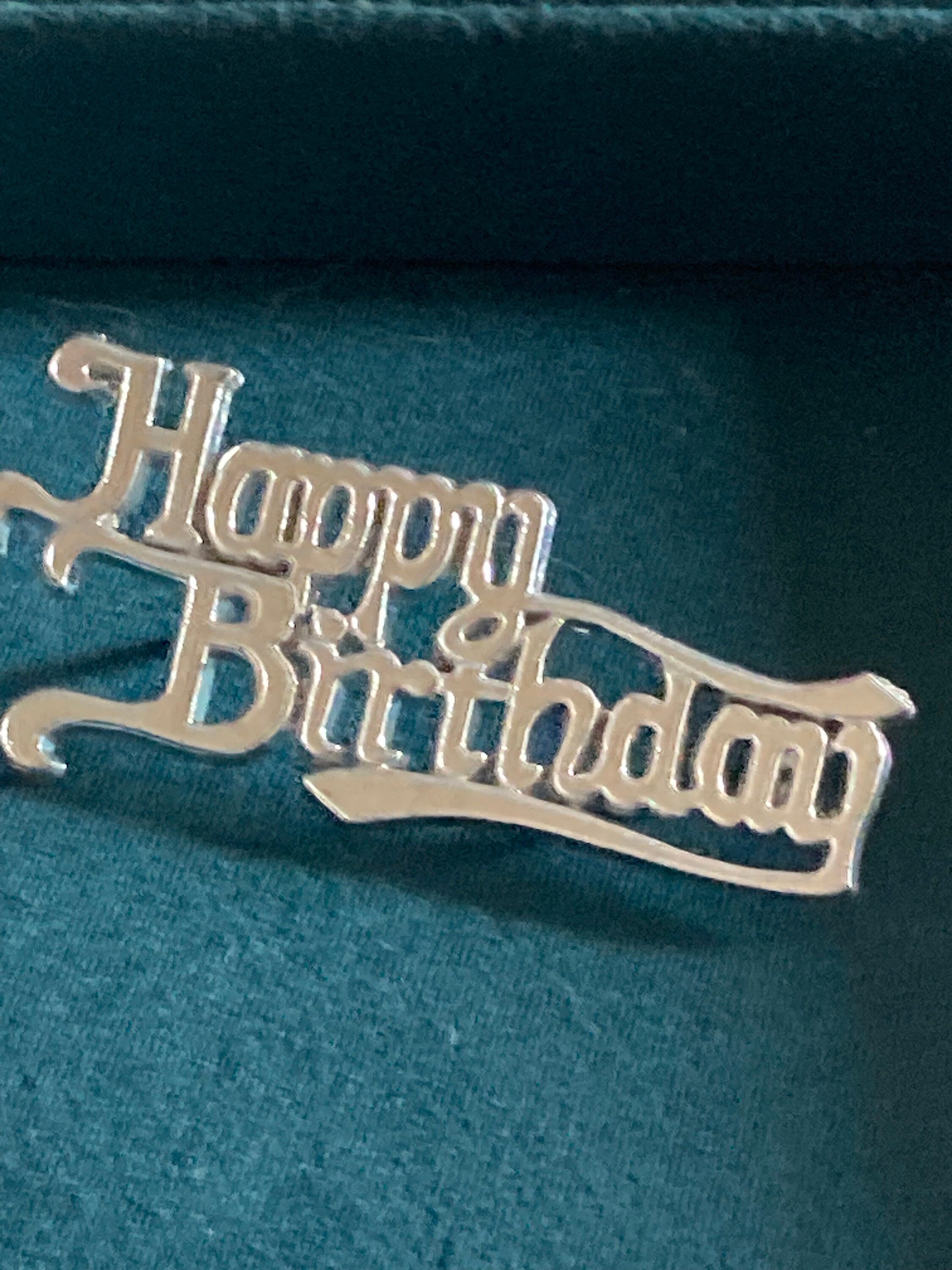 Vintage Happy Birthday Cake Decoration Silver Cake Topper