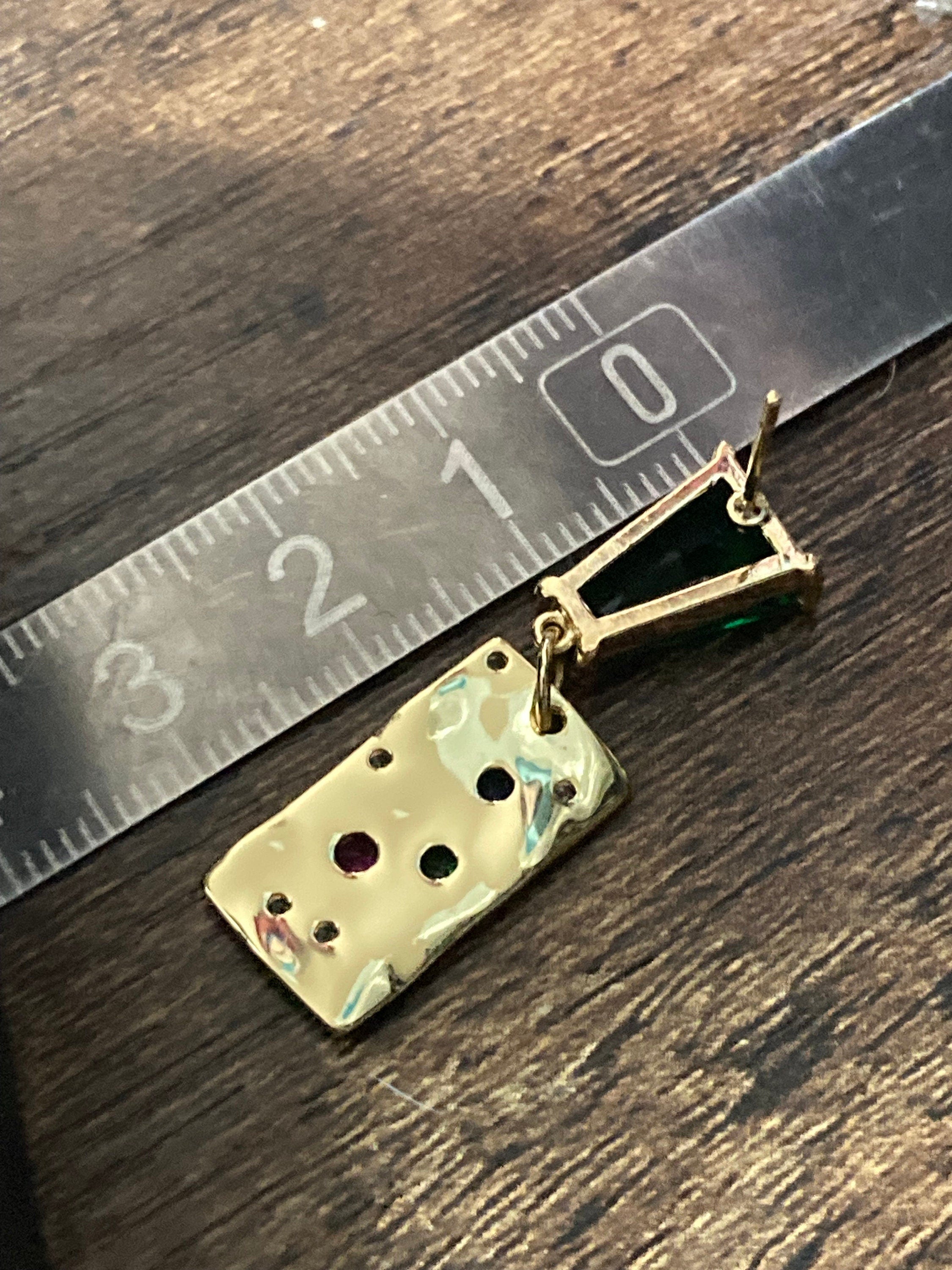 18k gold plated emerald green crystal diamanté post charm earrings pink