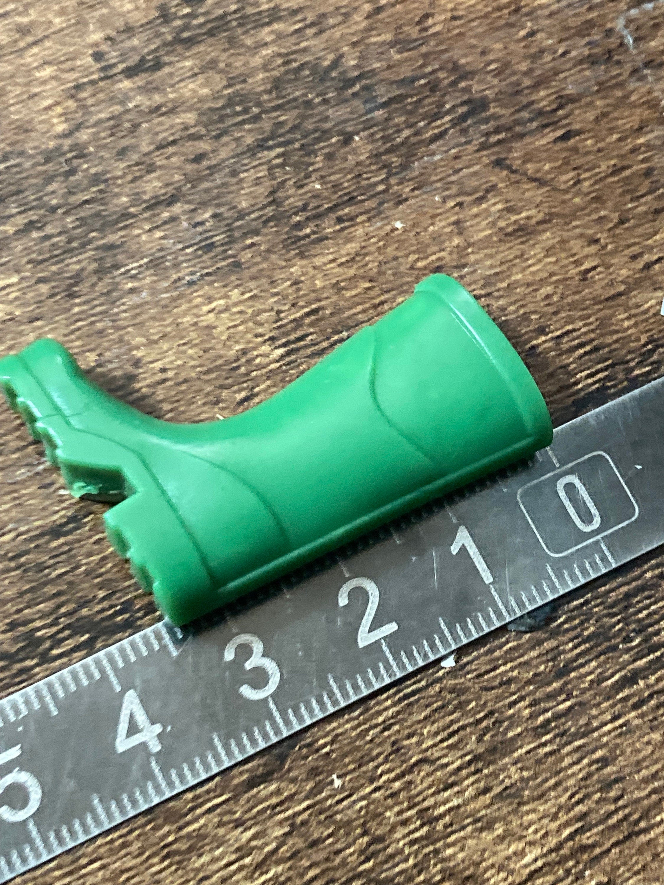 Miniature pair of green plastic wellington boots wellies gardener cake topper decoration scenery dolls