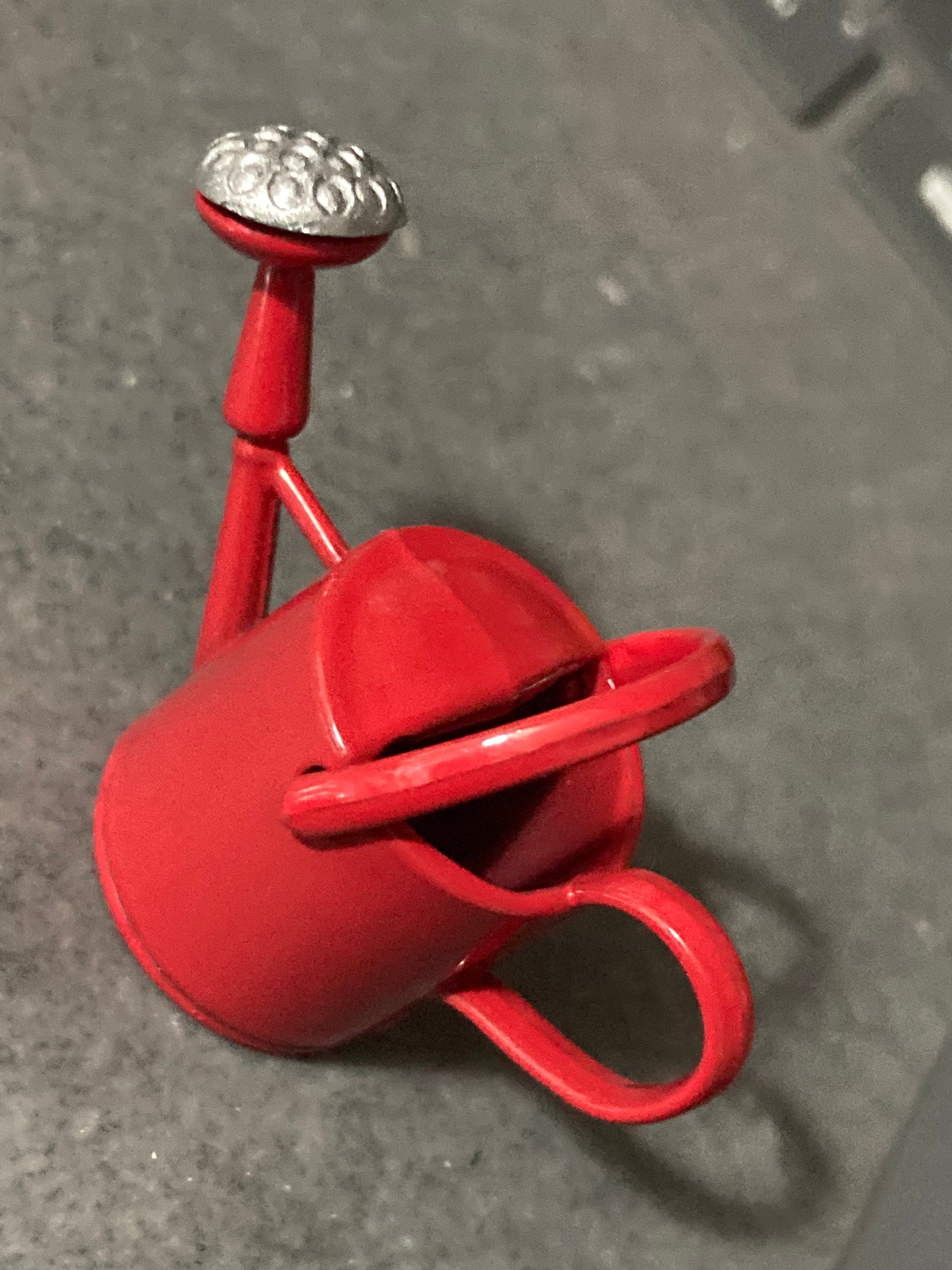 Miniature Red metal watering can garden tools gardener cake topper decoration scenery dolls