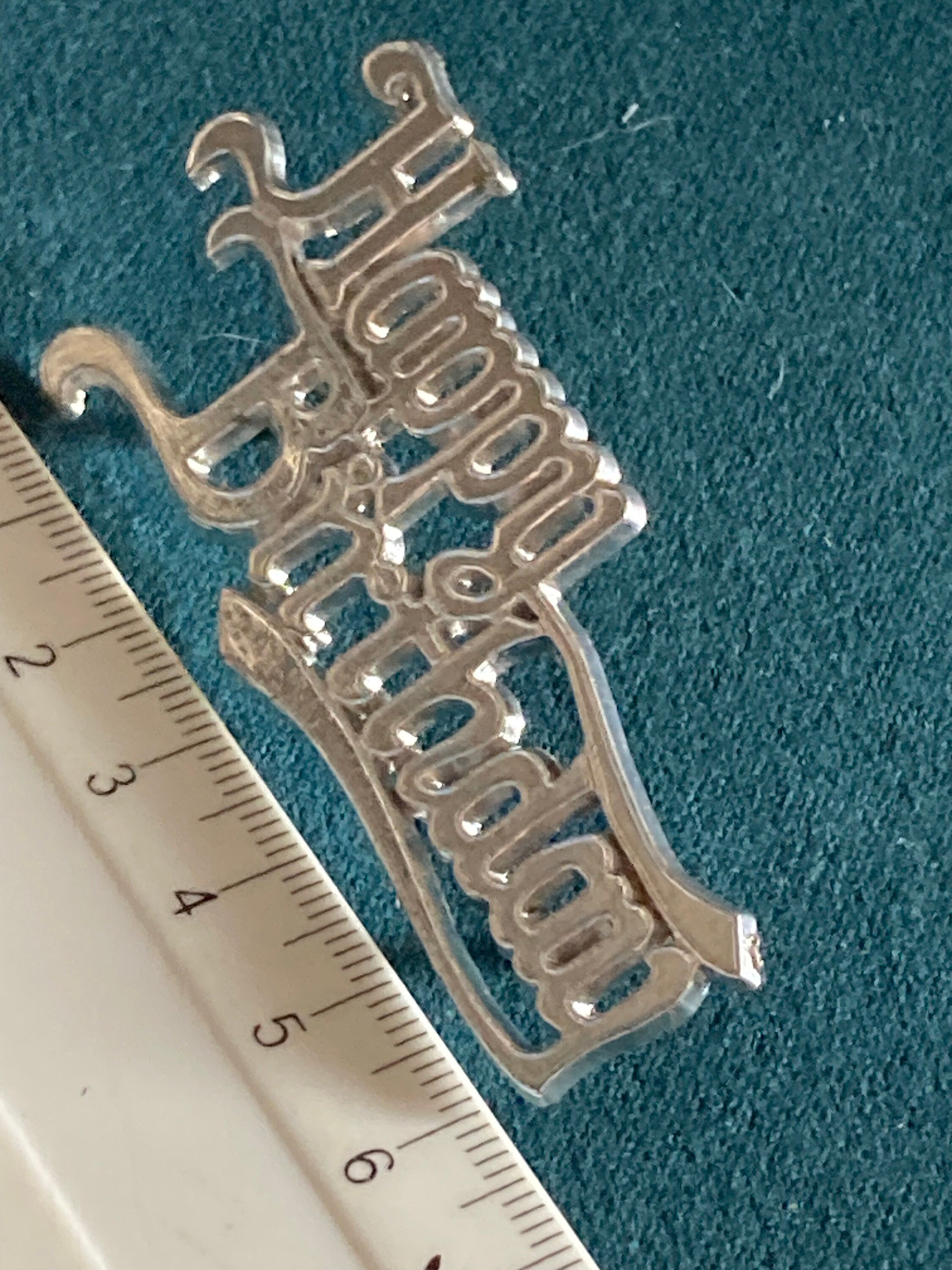 Vintage Happy Birthday Cake Decoration Silver Cake Topper