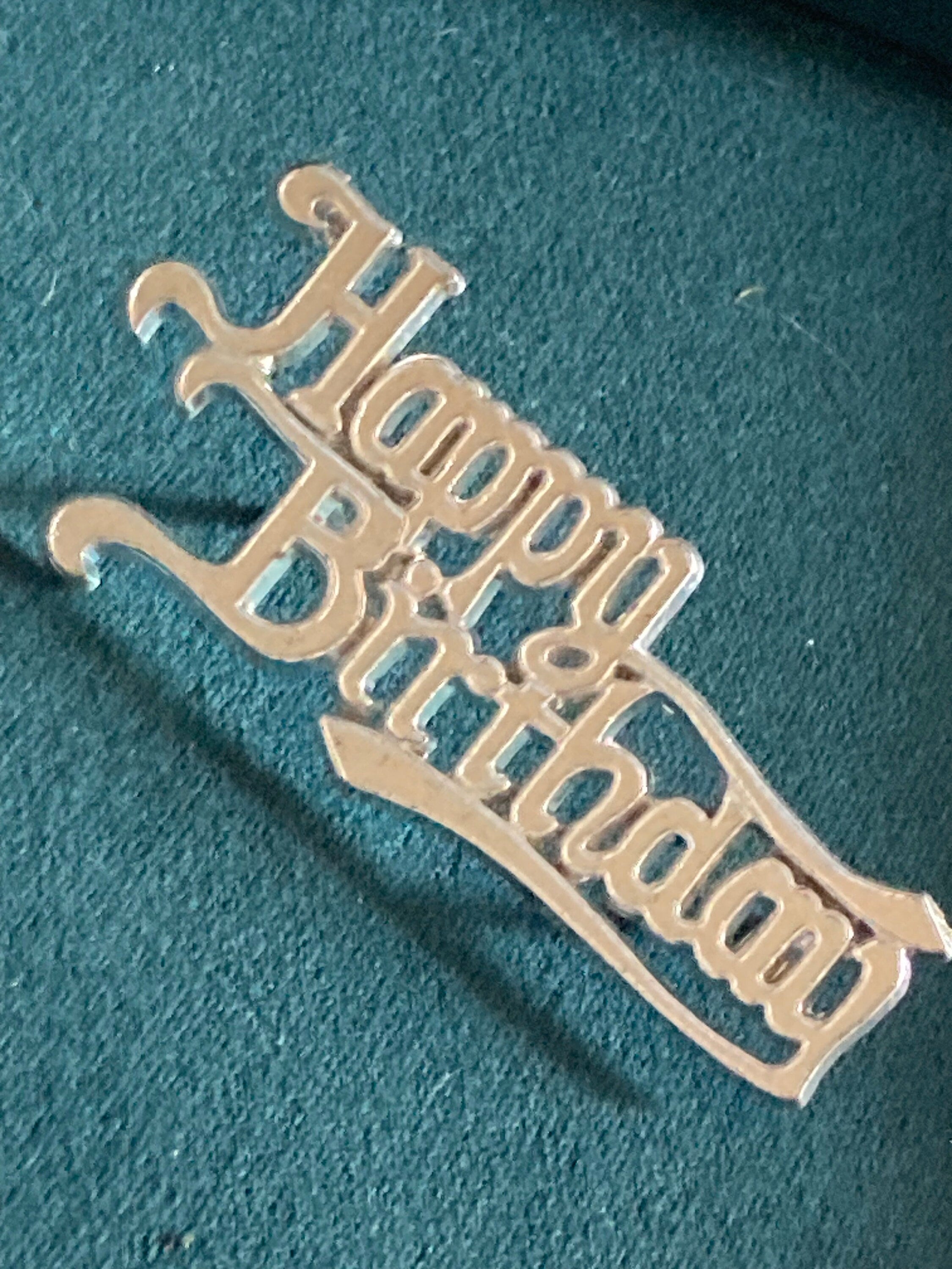 Vintage Happy Birthday Cake Decoration Silver Cake Topper