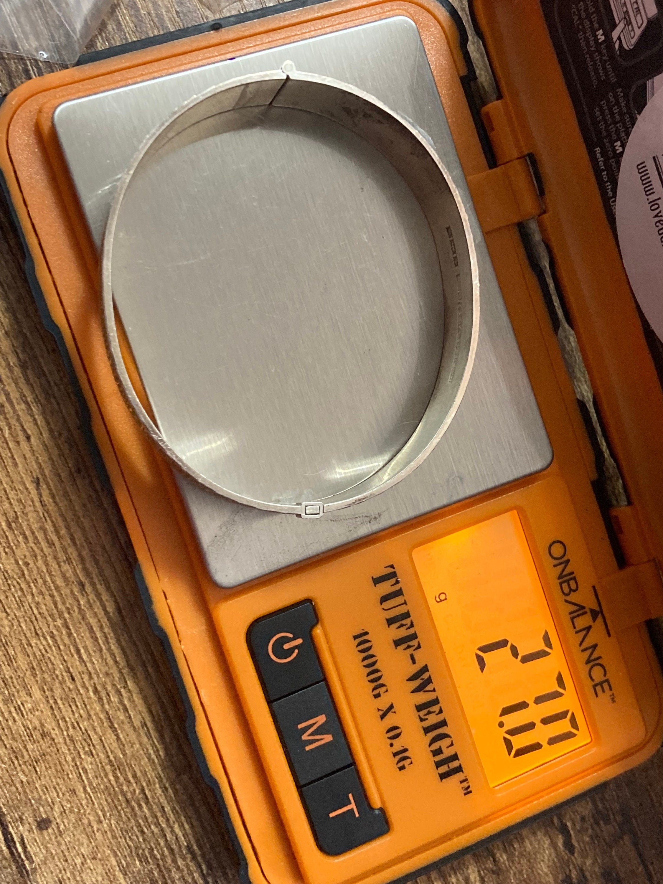 Retro 1970s 925 sterling silver textured modernist BARK hinged bangle bracelet vintage 27gm 1971