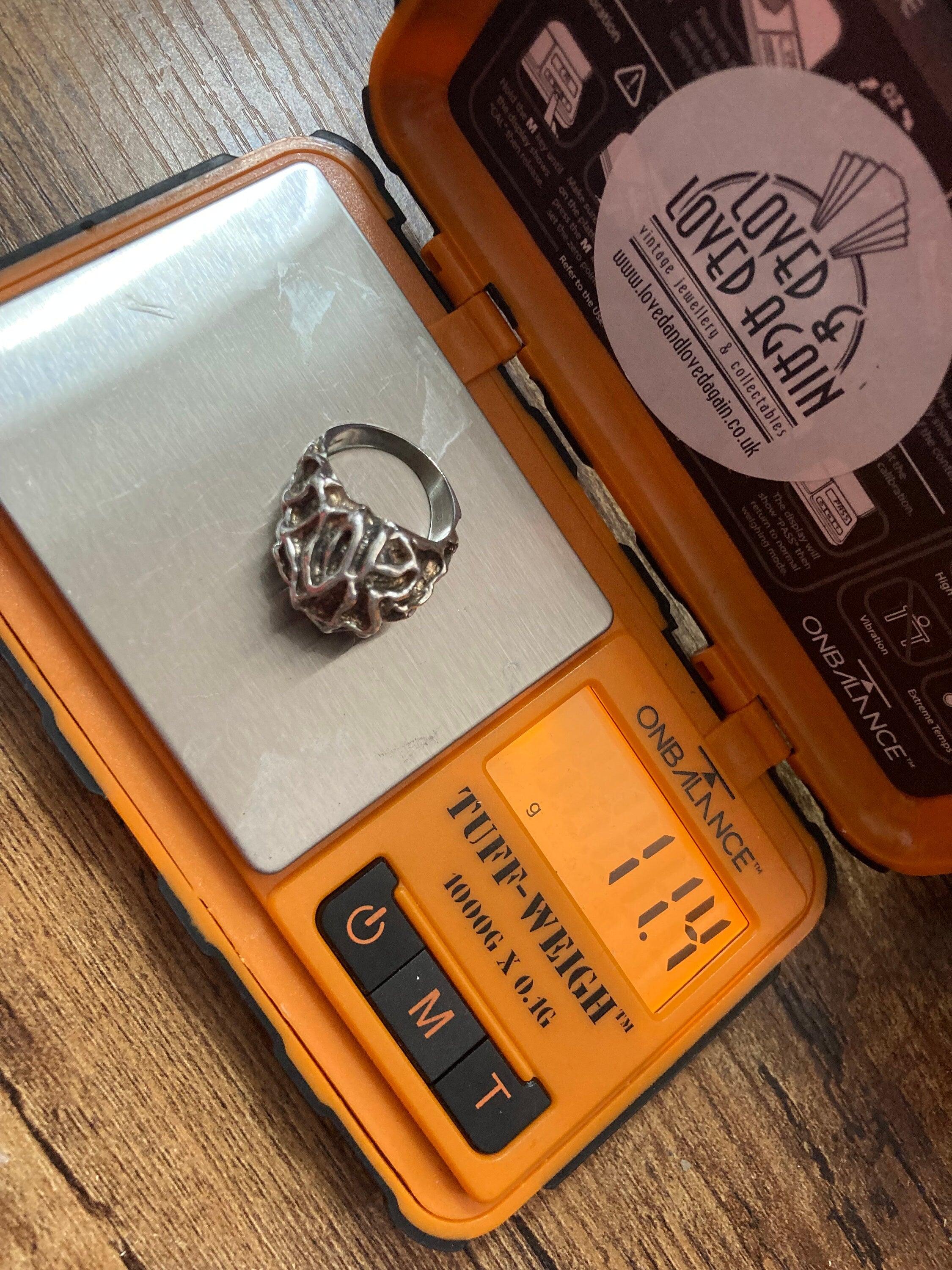 brutalist silver ring SIZE P , sterling 925 modernist