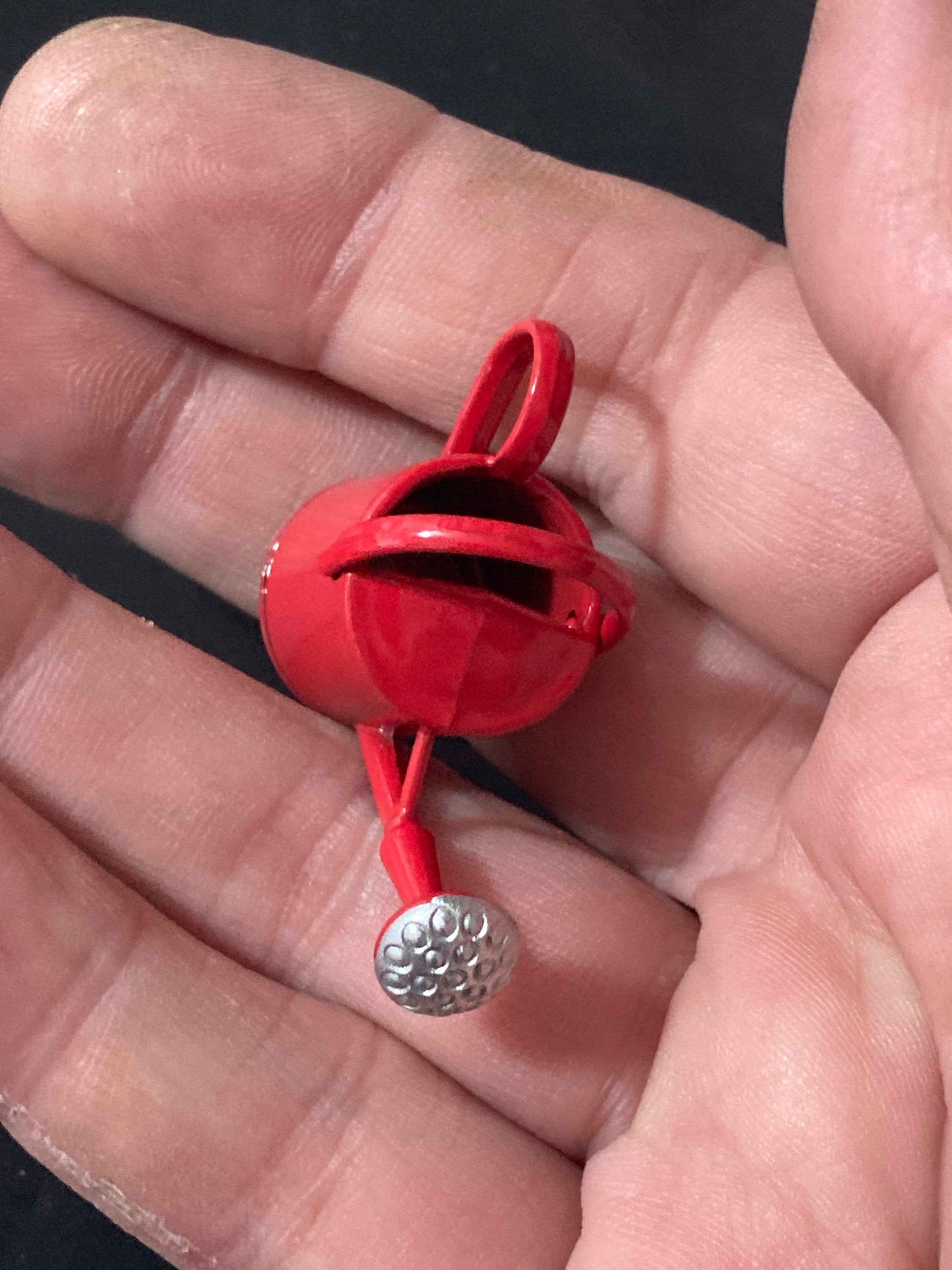 Miniature Red metal watering can garden tools gardener cake topper decoration scenery dolls