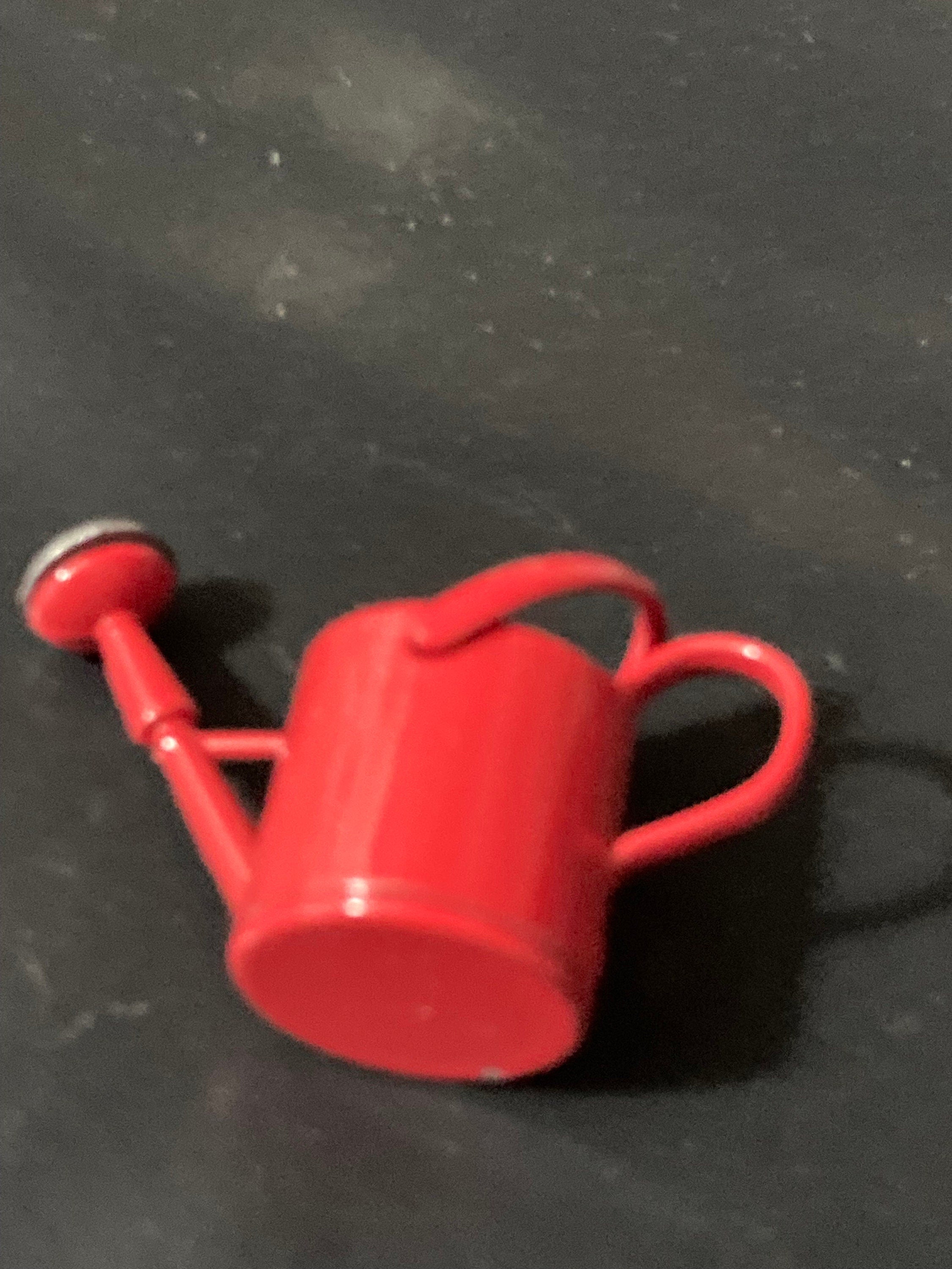 Miniature Red metal watering can garden tools gardener cake topper decoration scenery dolls