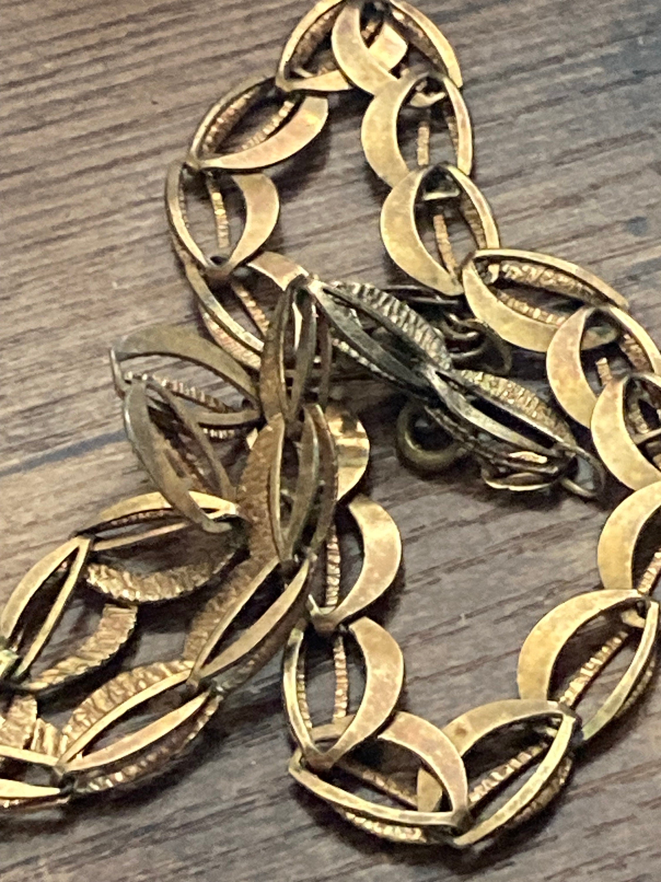 MCM signed JP rolled gold 1979s bark textured choker necklace to 45cm