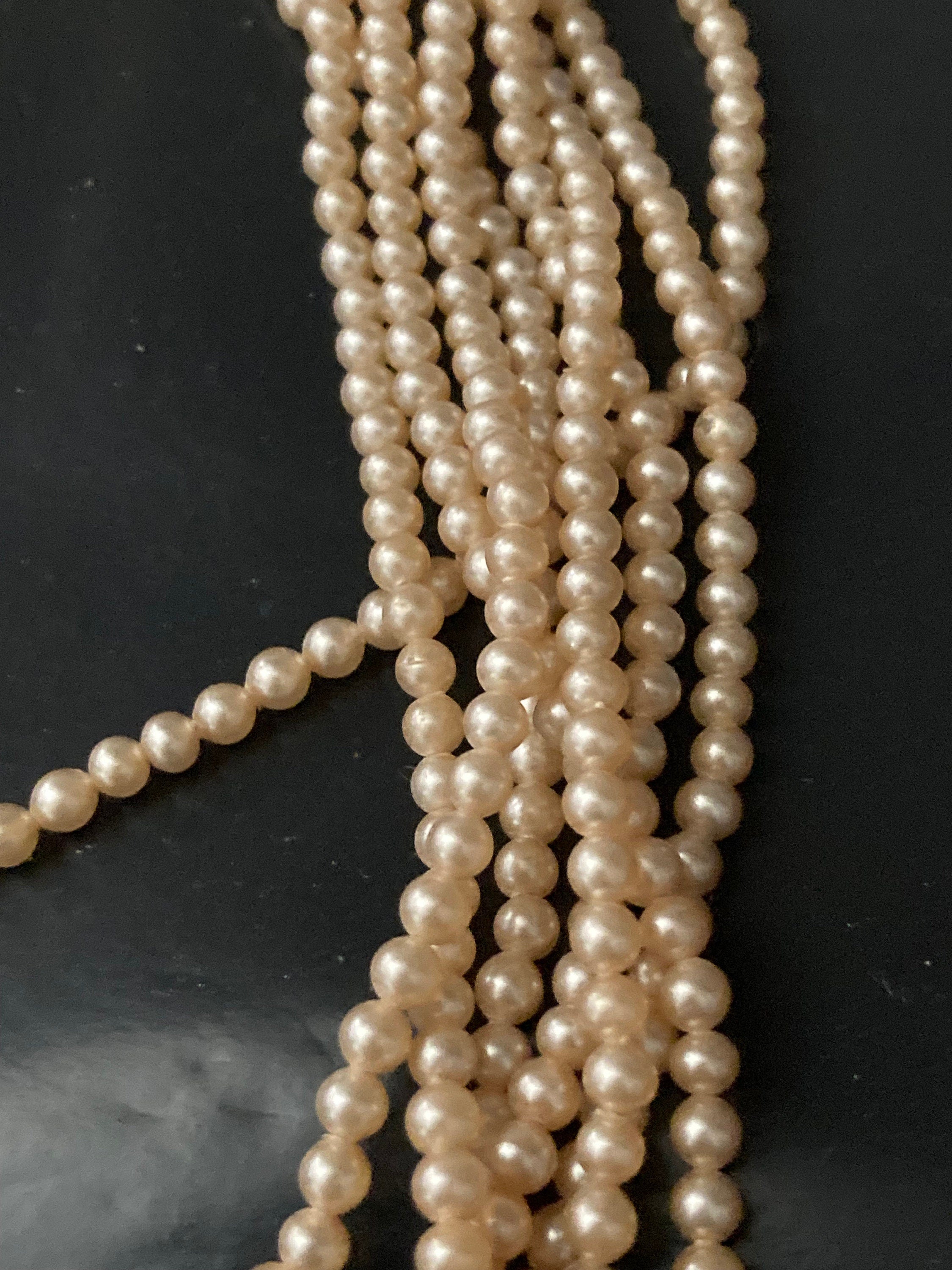 Stamped HK Hong Kong 9 row strand glass Pearl necklace