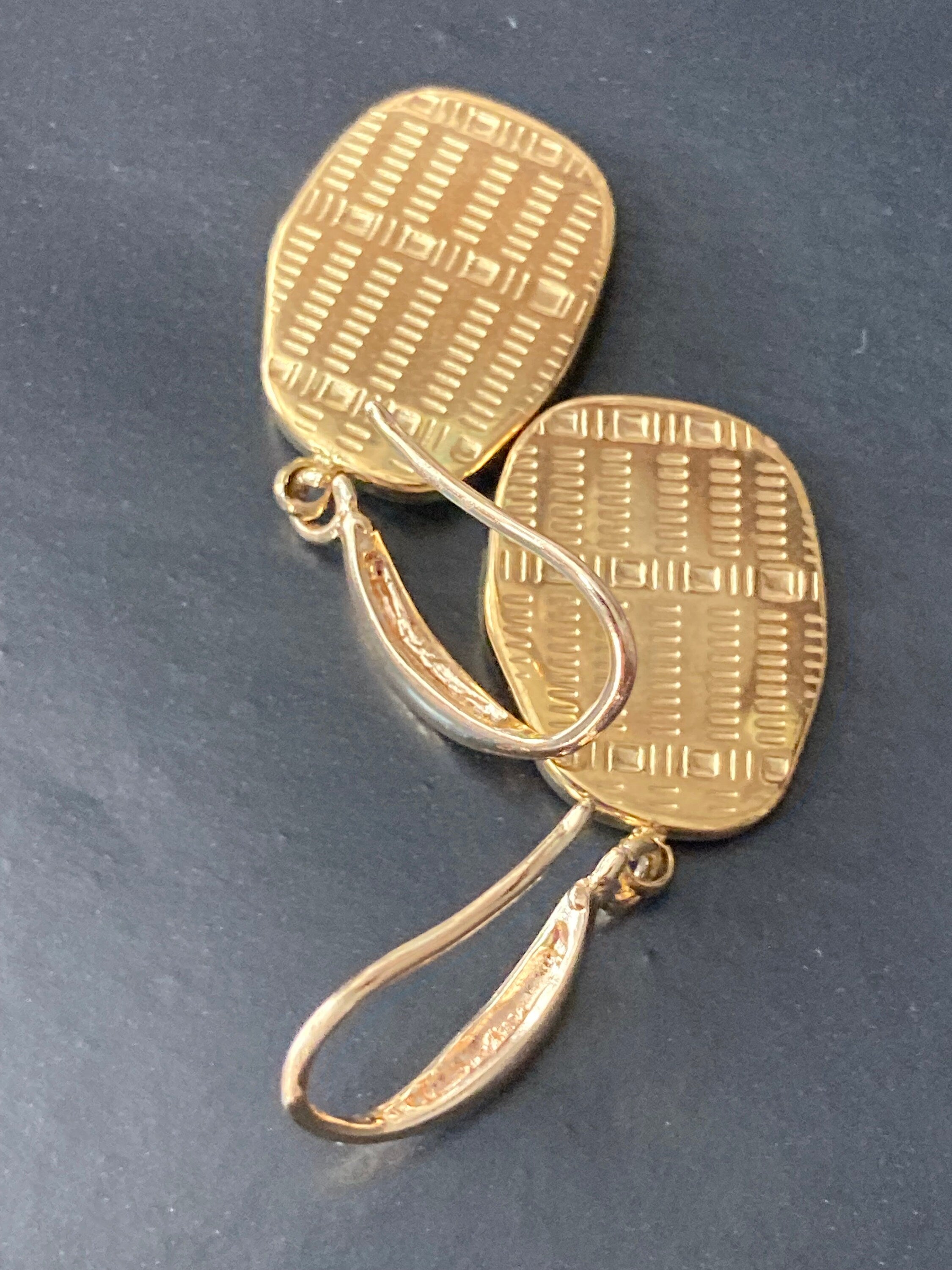 18k gold plated turquoise blue White enamel Victorian charm drop earrings