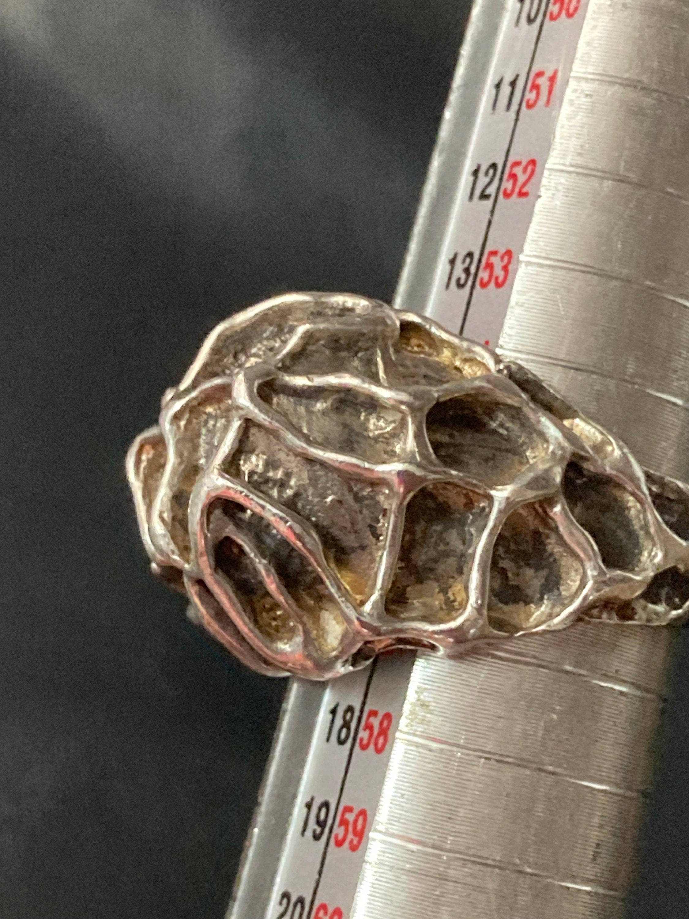 brutalist silver ring SIZE P , sterling 925 modernist