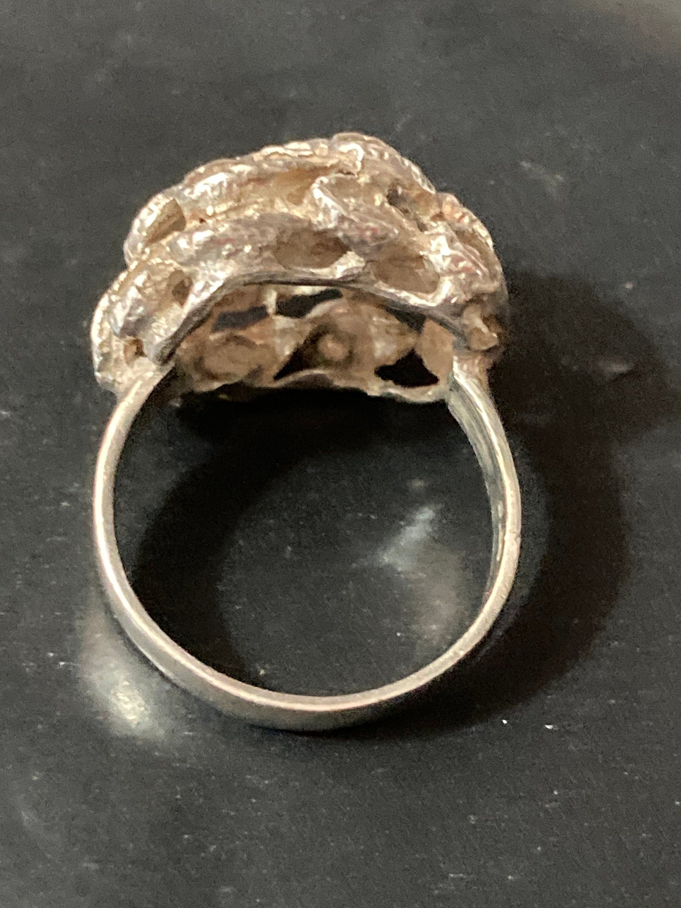 SIZE O P brutalist ring, sterling silver 925 5.5 grams