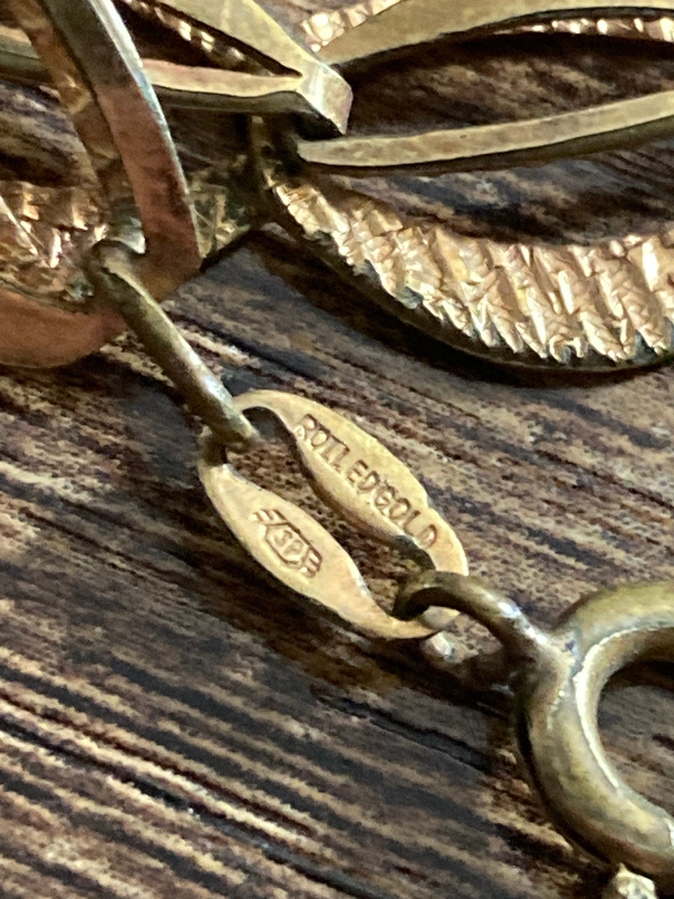 MCM signed JP rolled gold 1979s bark textured choker necklace to 45cm