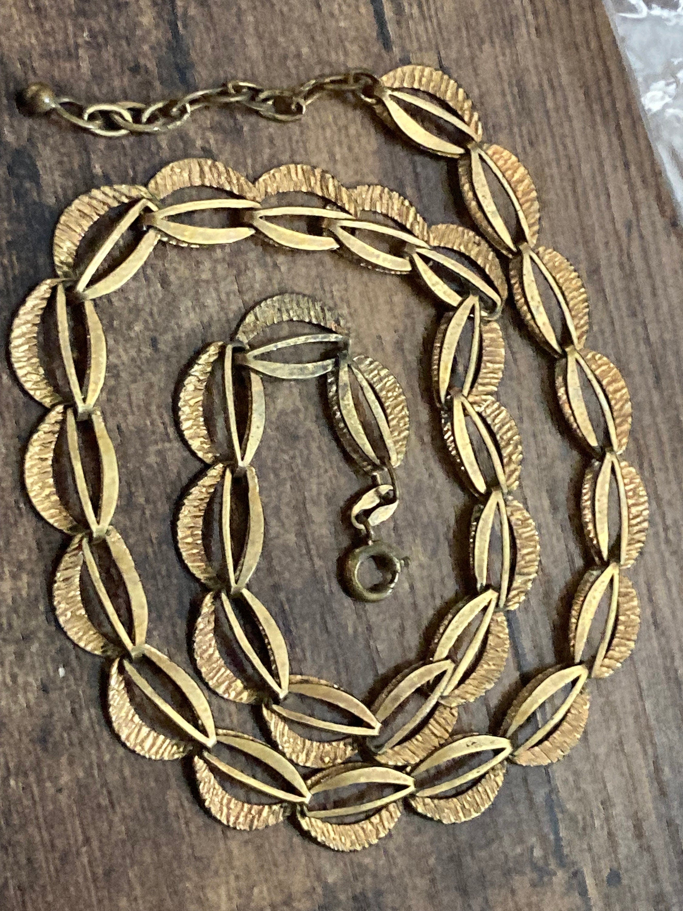 MCM signed JP rolled gold 1979s bark textured choker necklace to 45cm