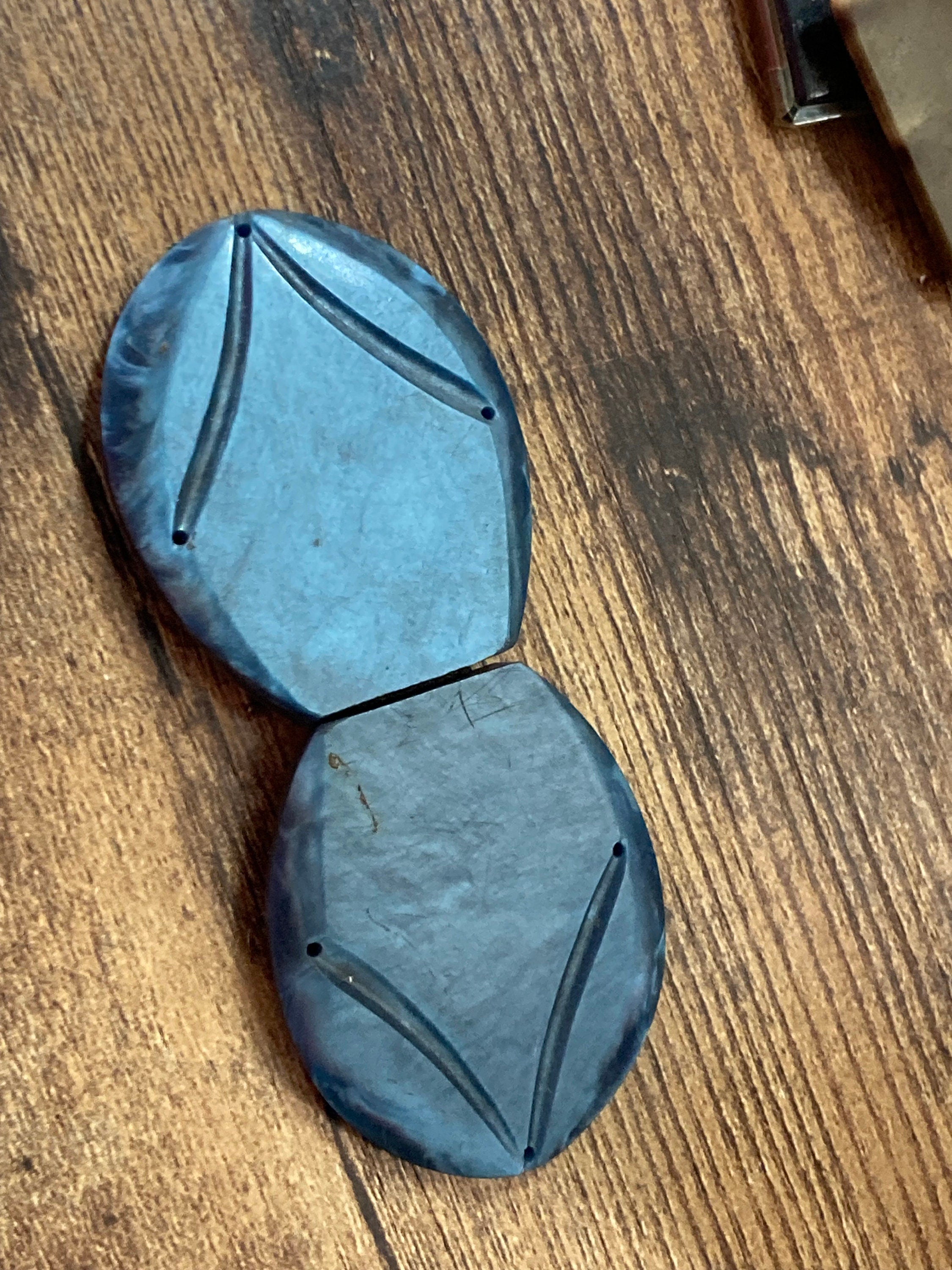 Vintage Art Deco Blue Bakelite Belt Buckle: 1920s Sewing Haberdashery