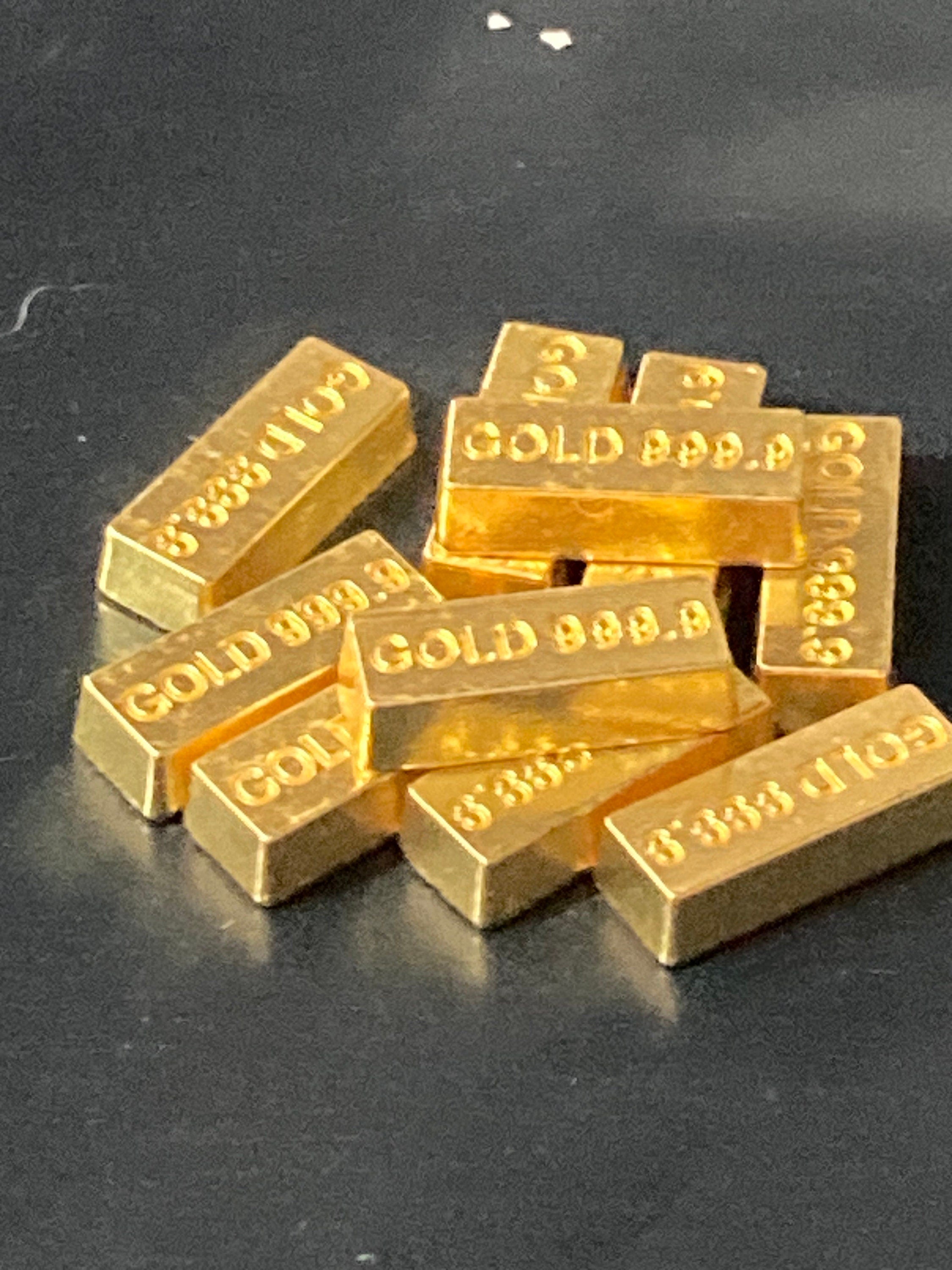Miniature Gold Bullion Bars: 10-Pack Dollhouse Cake Topper Decorations