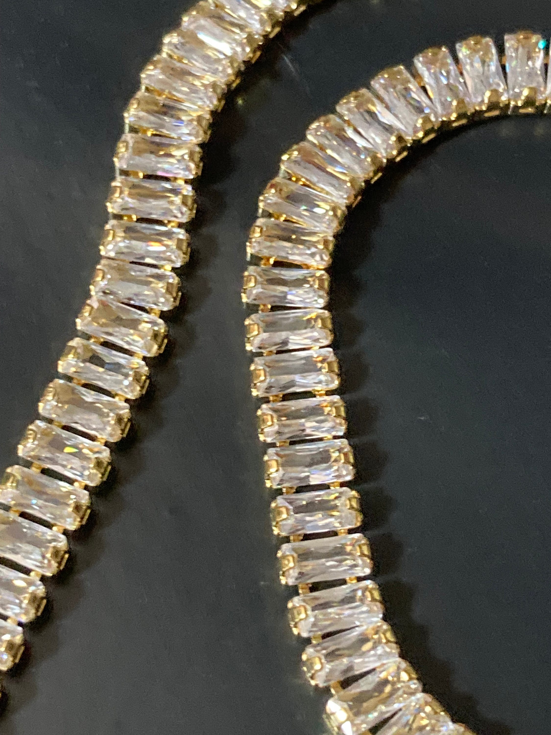 Gold Plated CZ Crystal Jewelry Set: Necklace, Bracelet & Earrings
