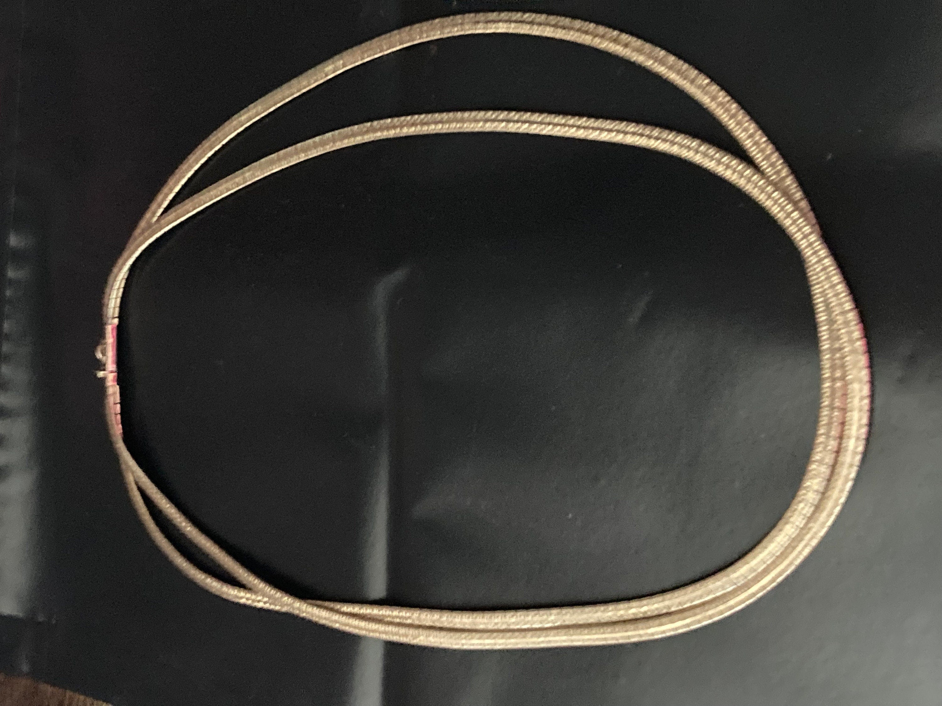 Signer Hare logo vintage modernist double flat champagne gold choker necklace