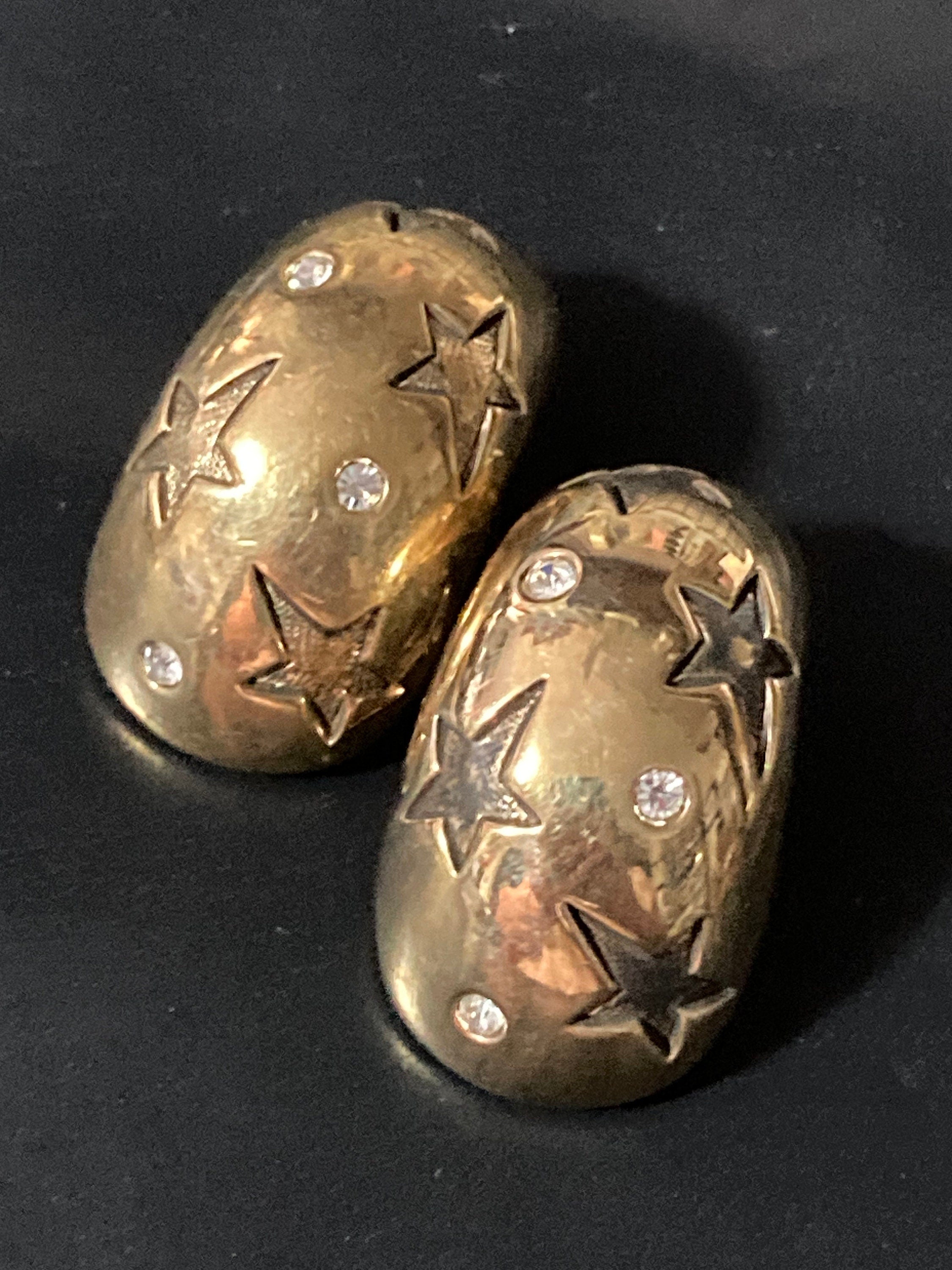 Pierre Lang Gold Plated Star Clip On Earrings: Austrian Diamanté Jewelry