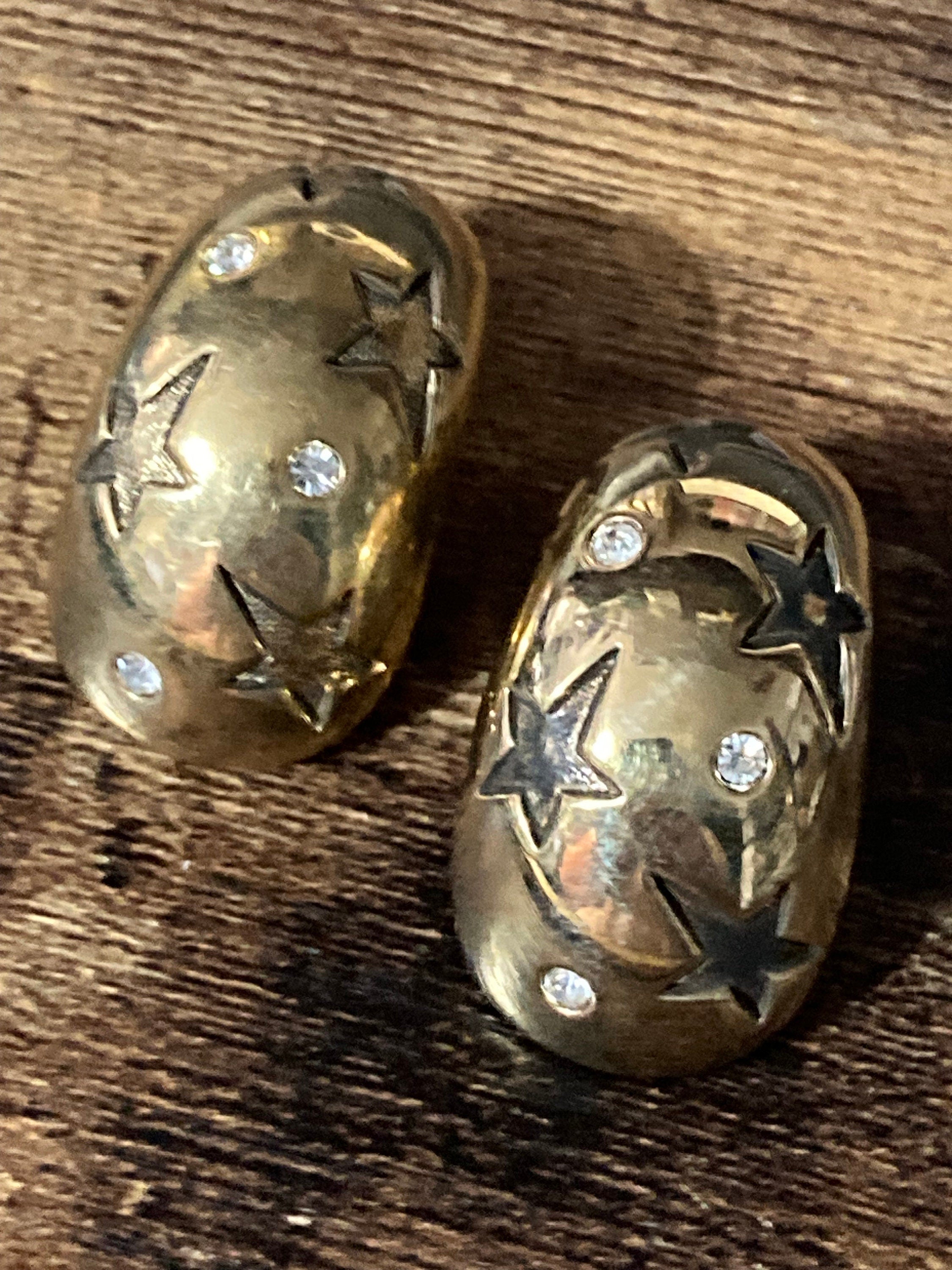 Pierre Lang Gold Plated Star Clip On Earrings: Austrian Diamanté Jewelry