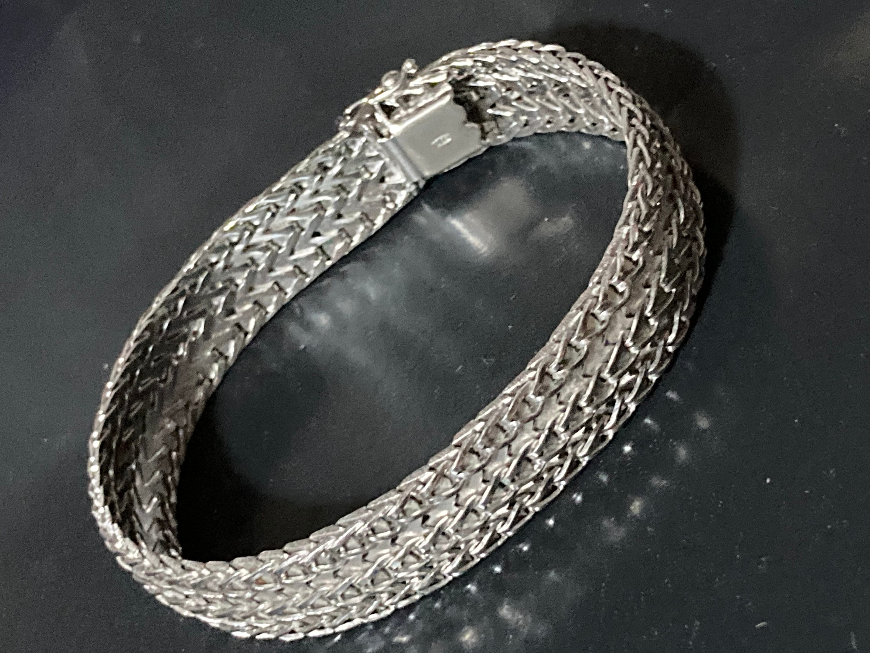 German 835 Silver Modernist Woven Bracelet - 20 cm