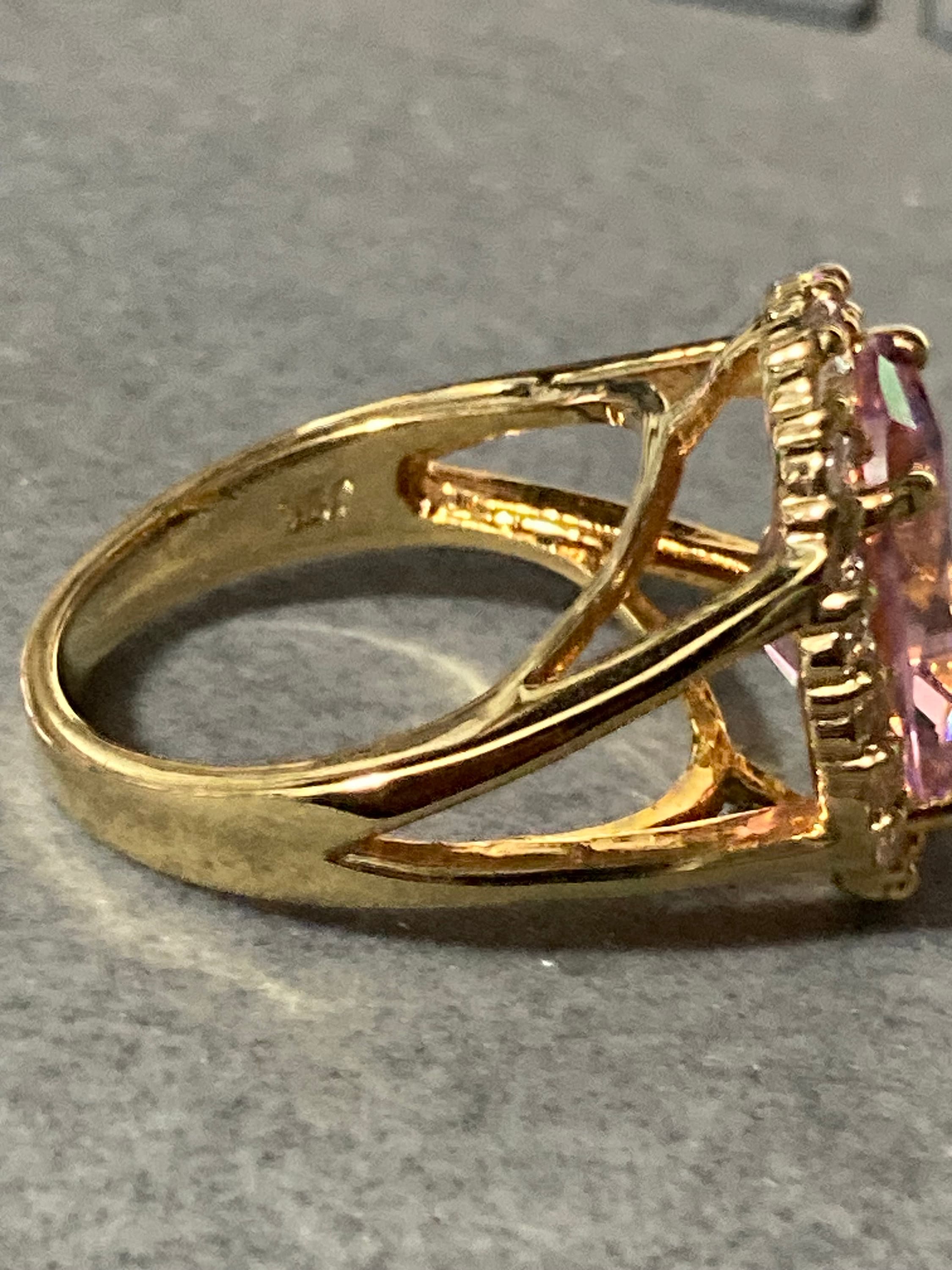 JBK Jacqueline Kennedy Vintage Pink Crystal Cocktail Ring - Size R.5