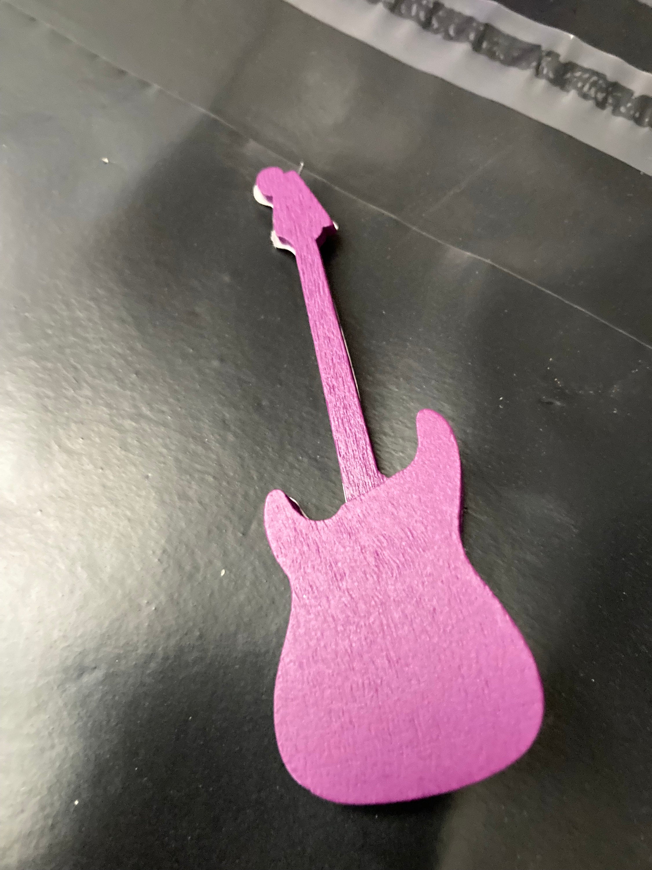 Purple Electric guitar cake topper decoration dolls house miniature musical instrument for rock guitarist