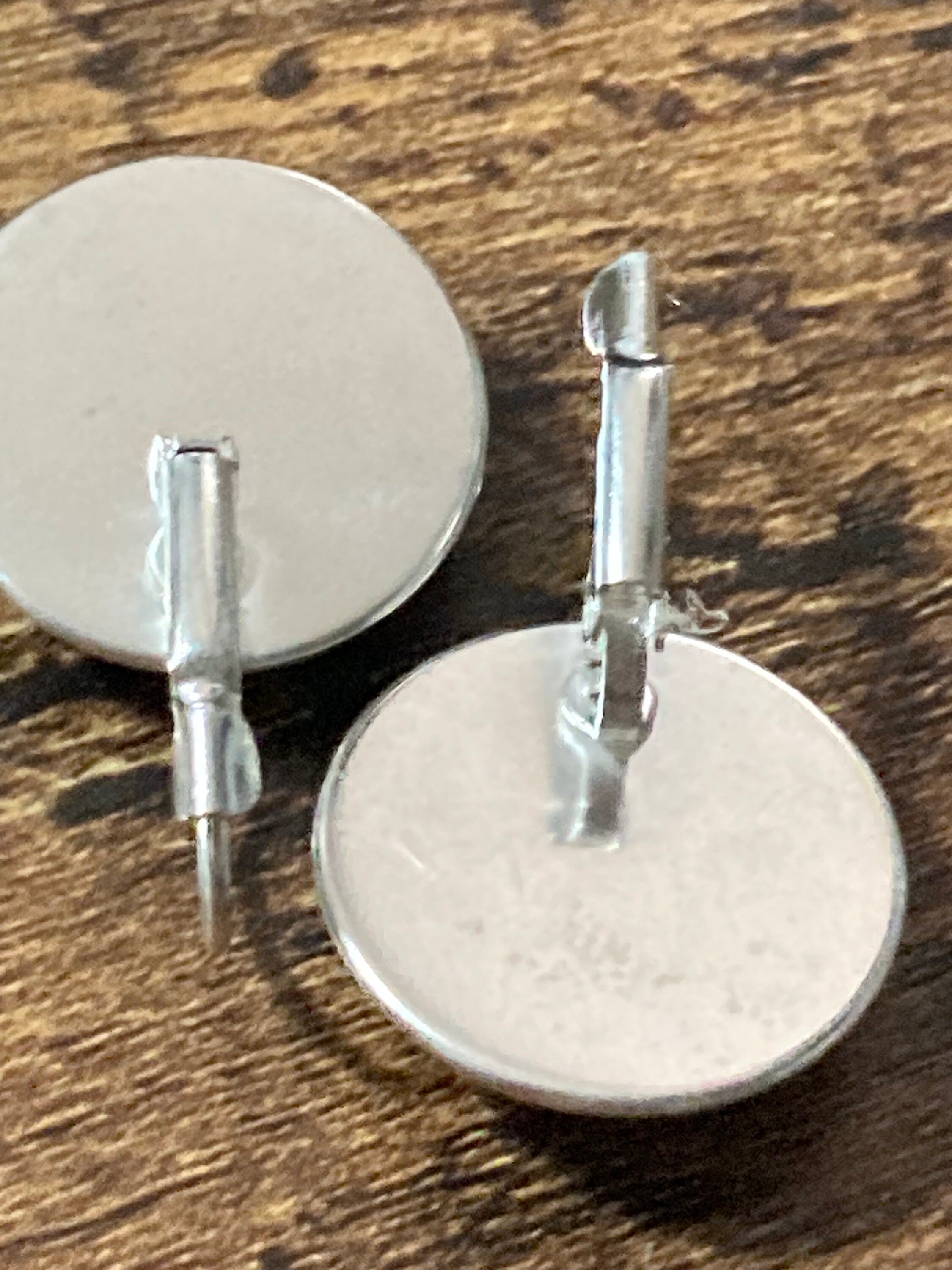 20mm Large Vinyl record drop earrings Retro style Black white