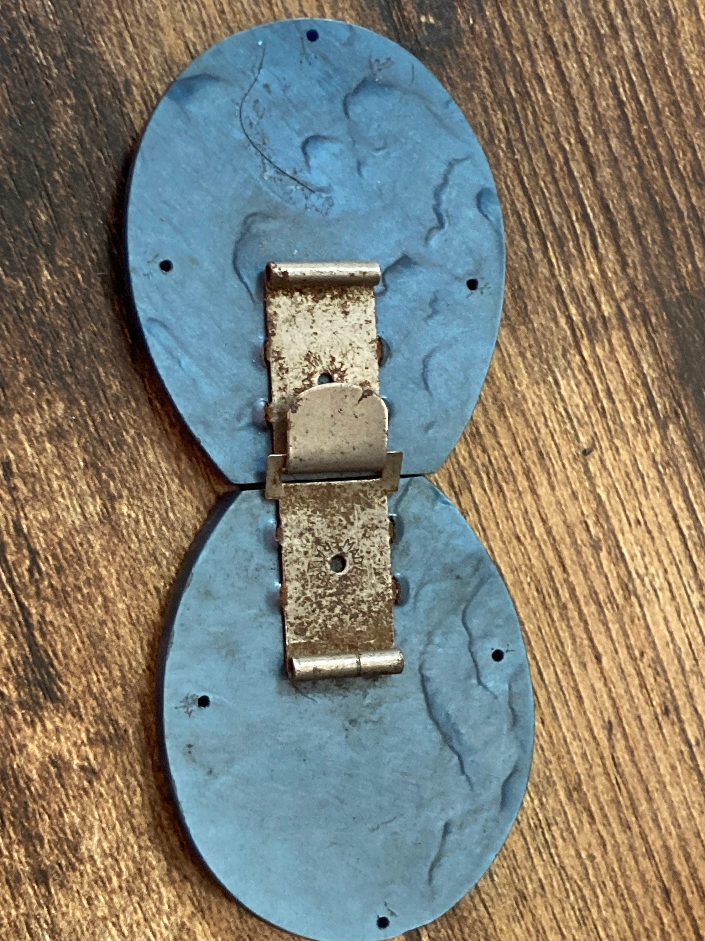 Vintage Art Deco Blue Bakelite Belt Buckle: 1920s Sewing Haberdashery