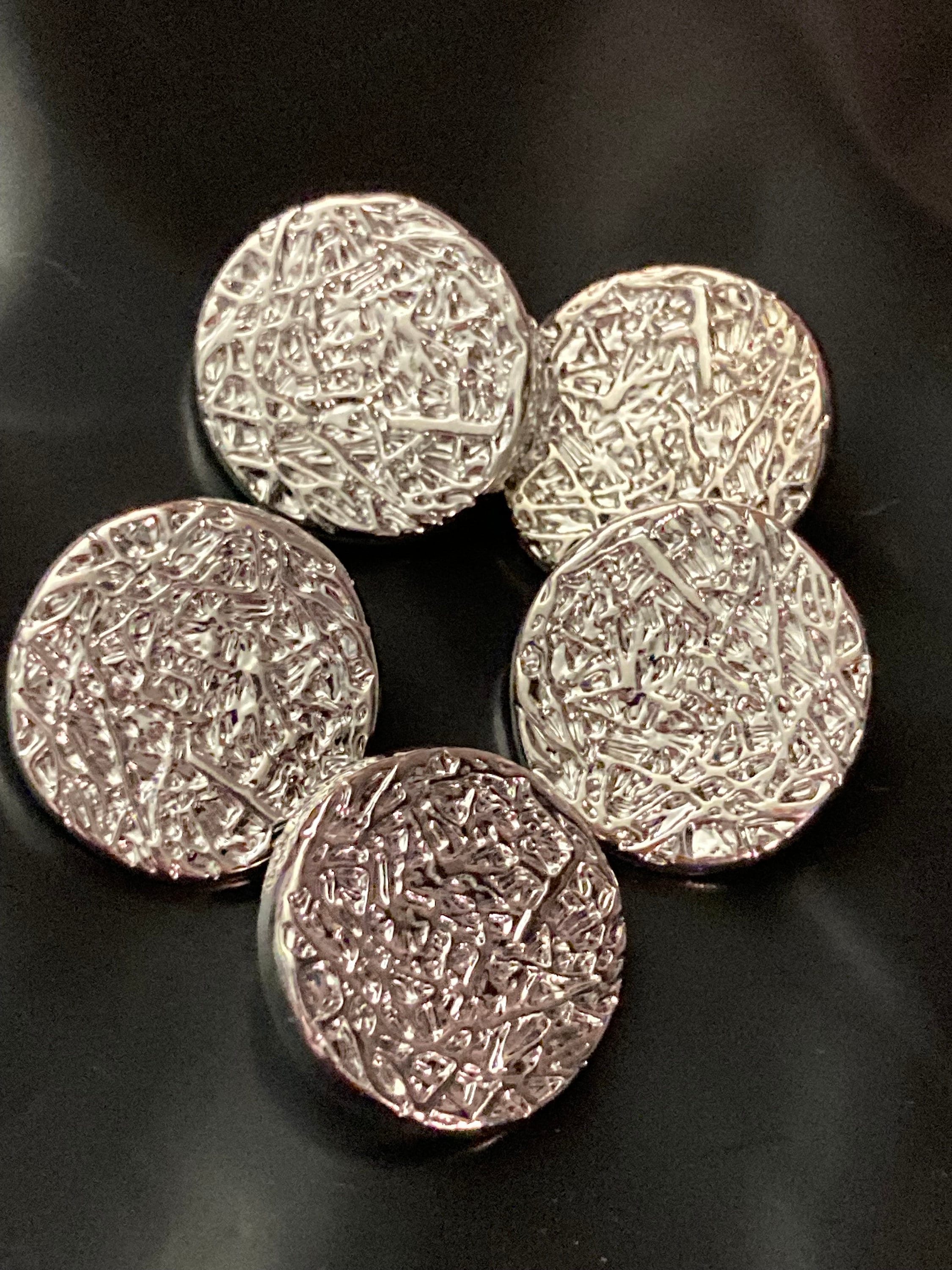 Pack 5 20mm brutalist textured silver tone metal buttons ideal blazer cardigan