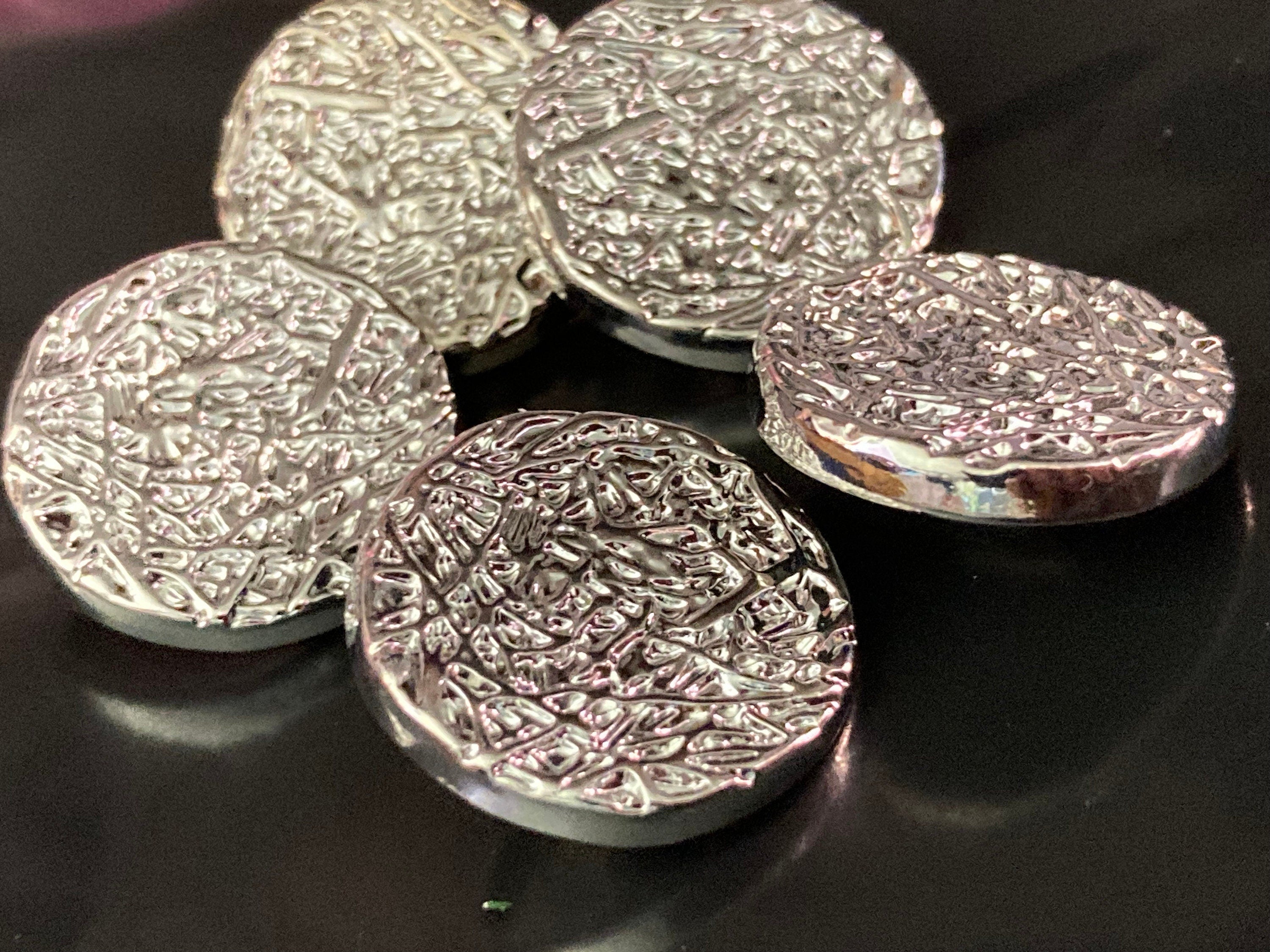 Pack 5 20mm brutalist textured silver tone metal buttons ideal blazer cardigan