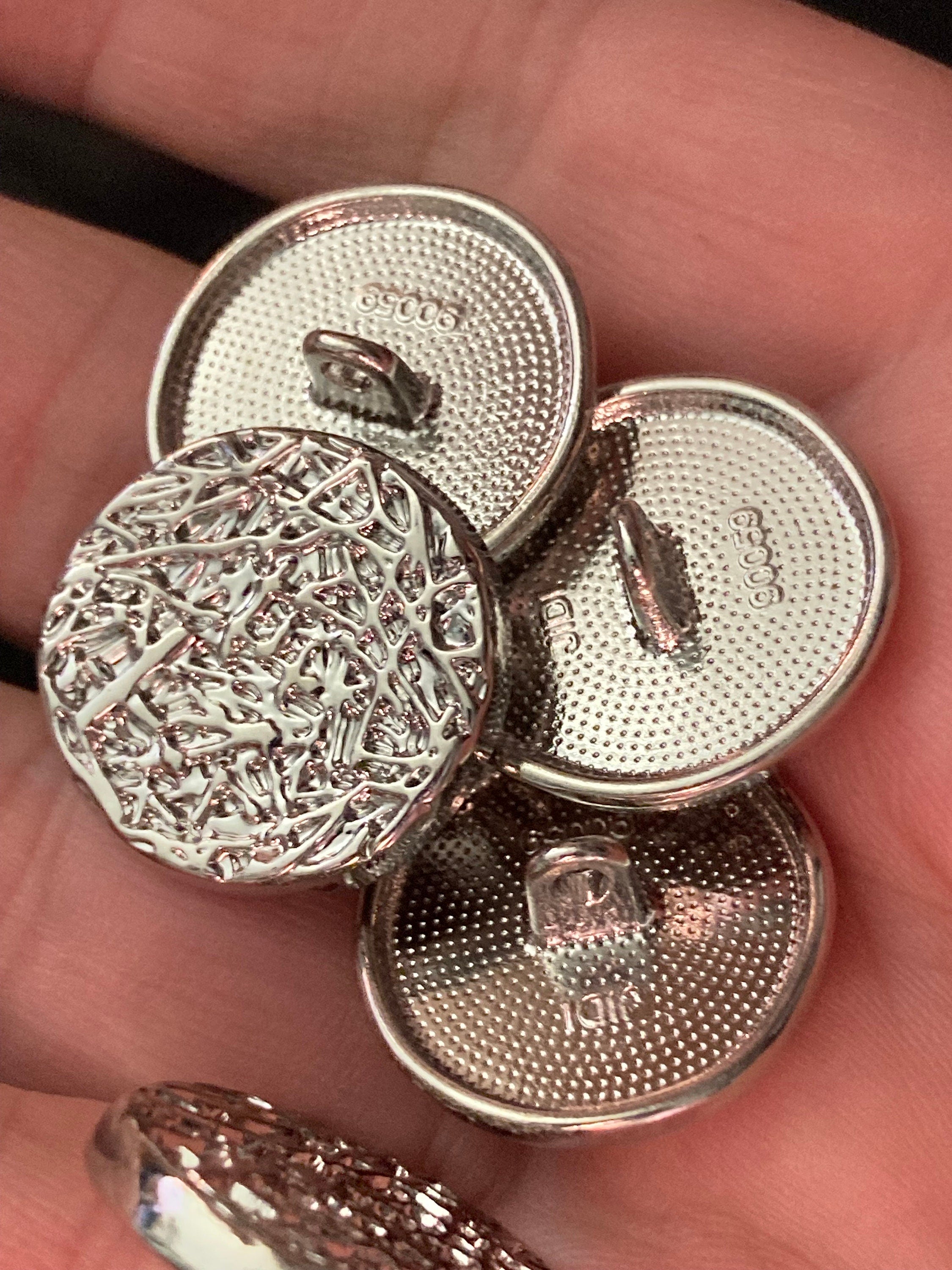 Pack 5 20mm brutalist textured silver tone metal buttons ideal blazer cardigan