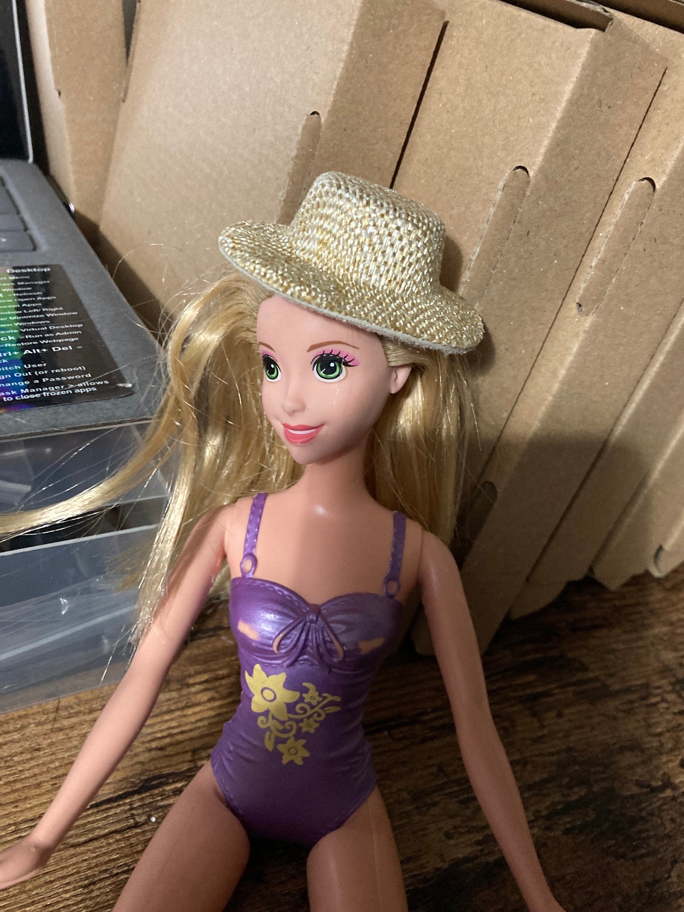 Miniature summer straw hat boater cake topper decoration scenery dolls hat