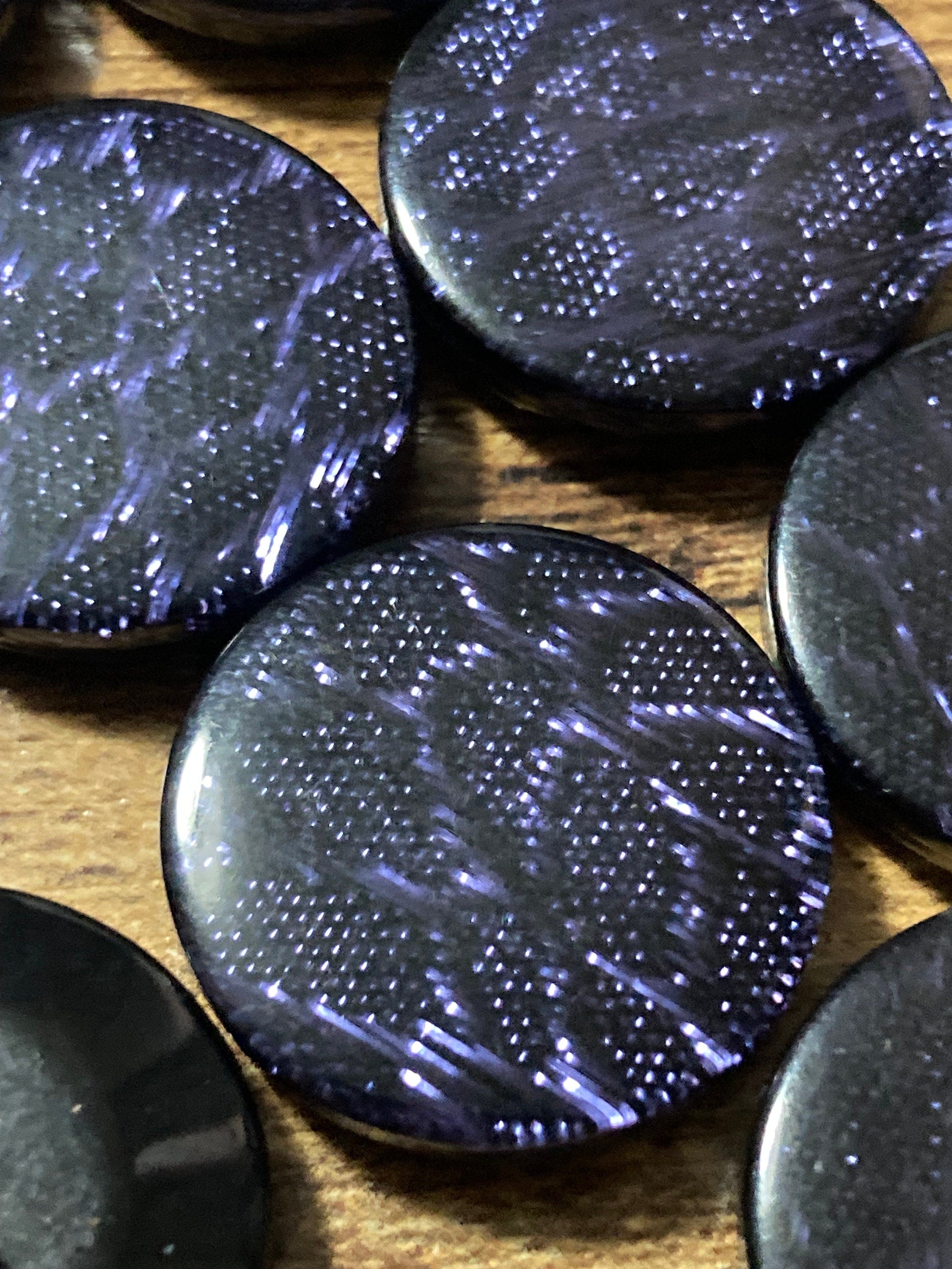Set of 10 x 22mm plastic Violet Blue Purple snakeskin buttons glitter