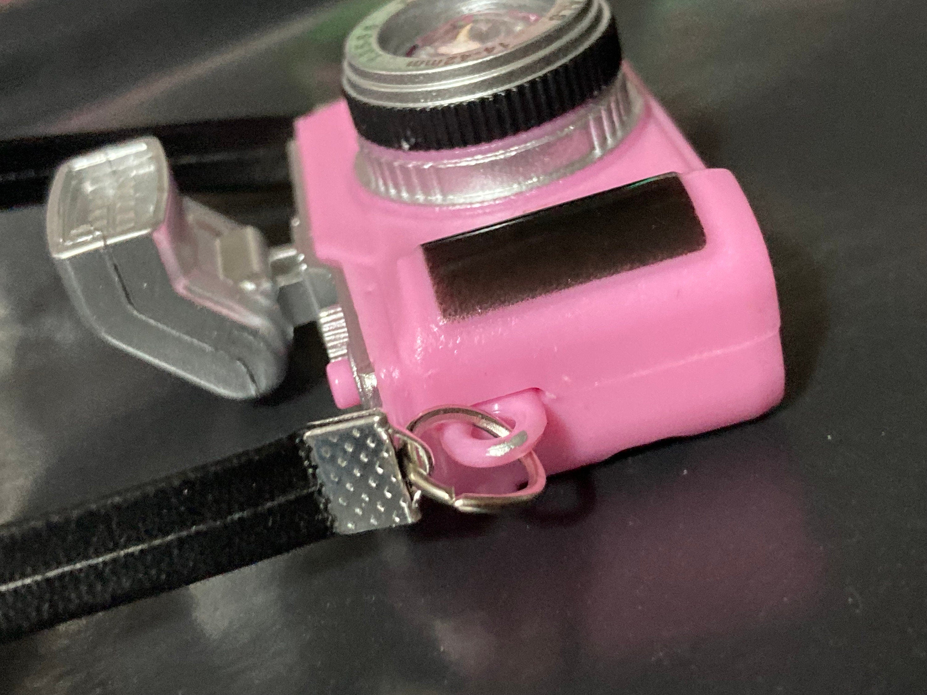 Pink Novelty flashing miniature camera cake topper decoration it flashes and clicks