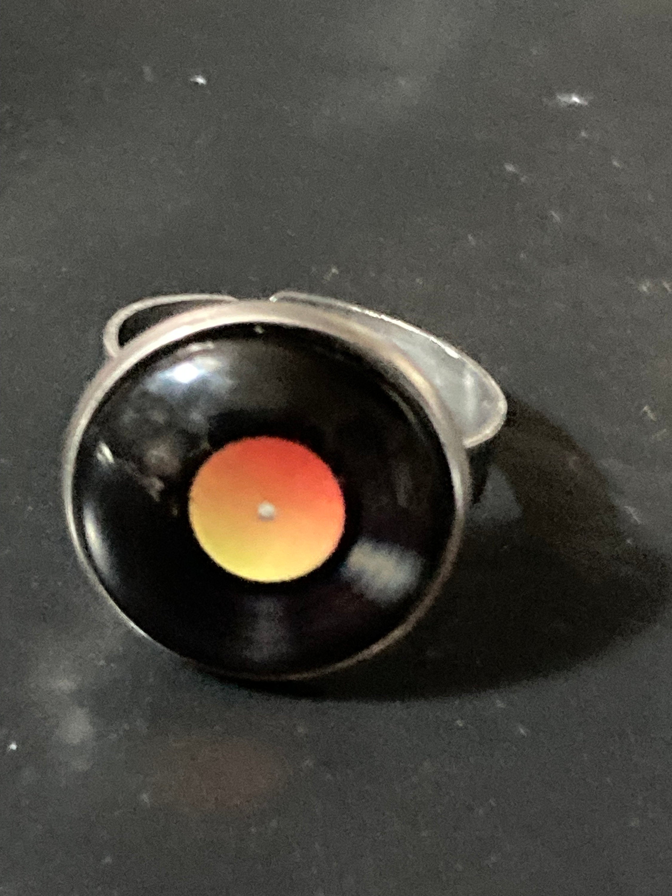 Vinyl Record Ring: Stainless Steel Adjustable DJ Ring (Size M-Q)