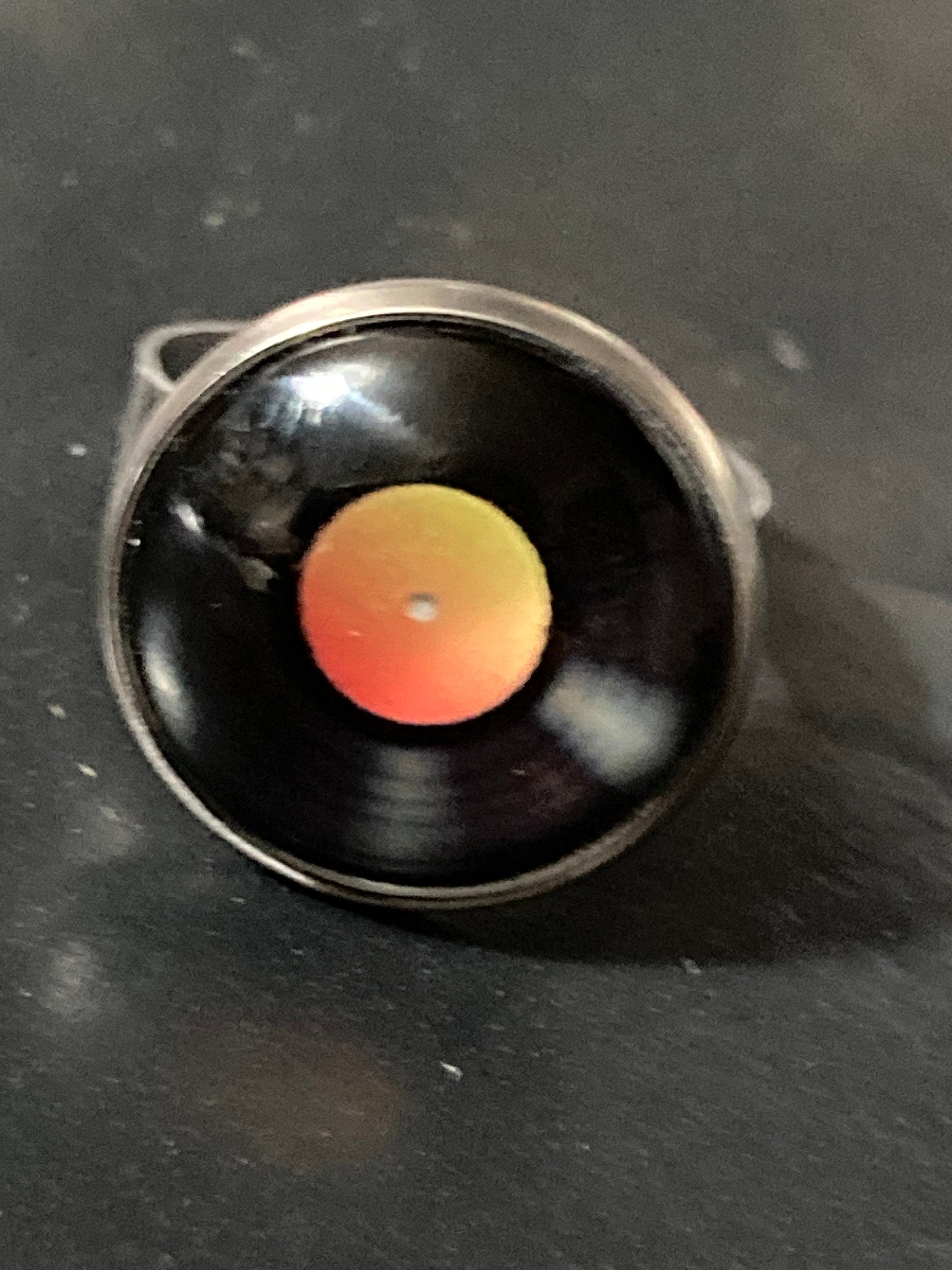Vinyl Record Ring: Stainless Steel Adjustable DJ Ring (Size M-Q)
