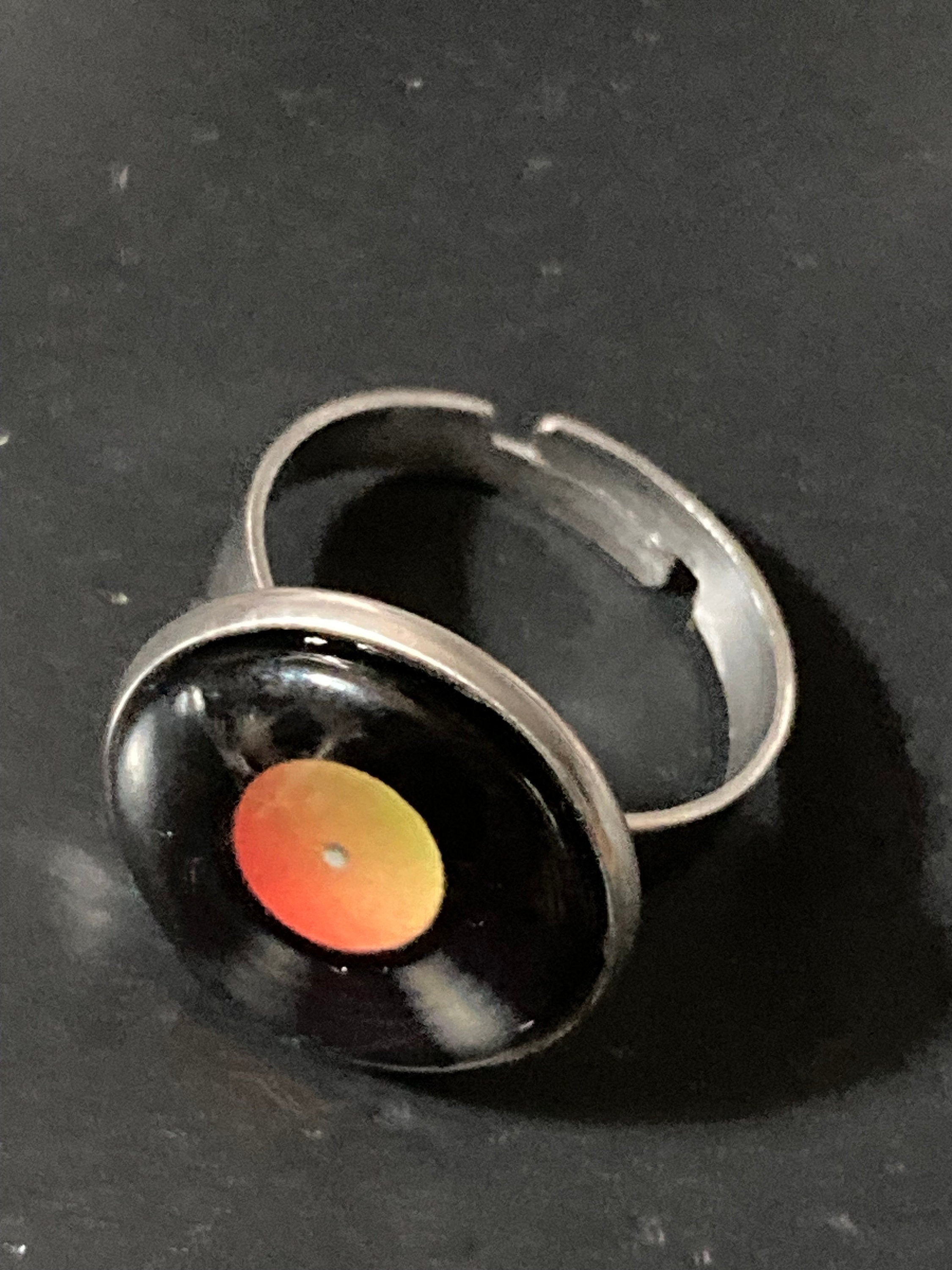 Vinyl Record Ring: Stainless Steel Adjustable DJ Ring (Size M-Q)