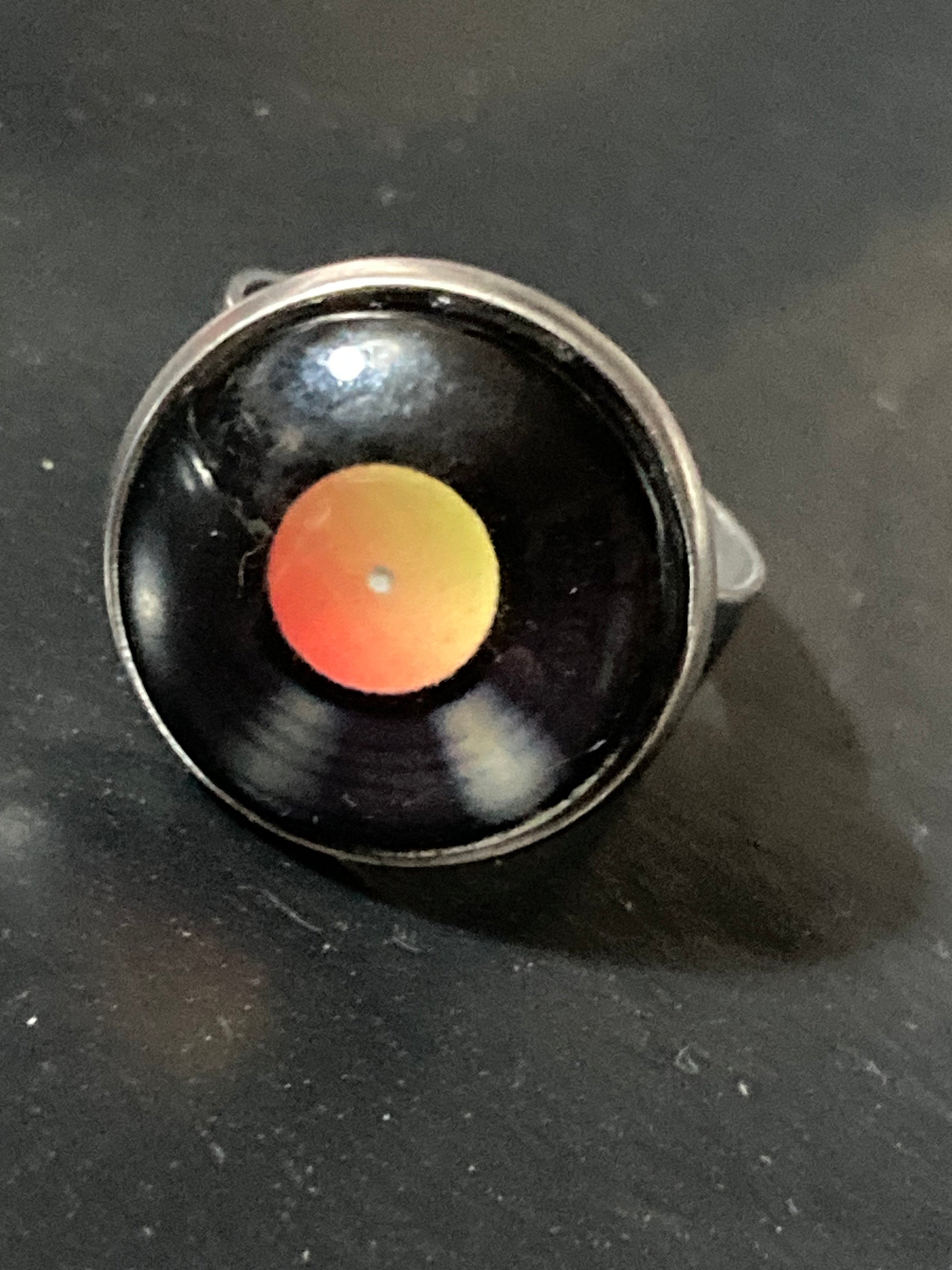 Vinyl Record Ring: Stainless Steel Adjustable DJ Ring (Size M-Q)