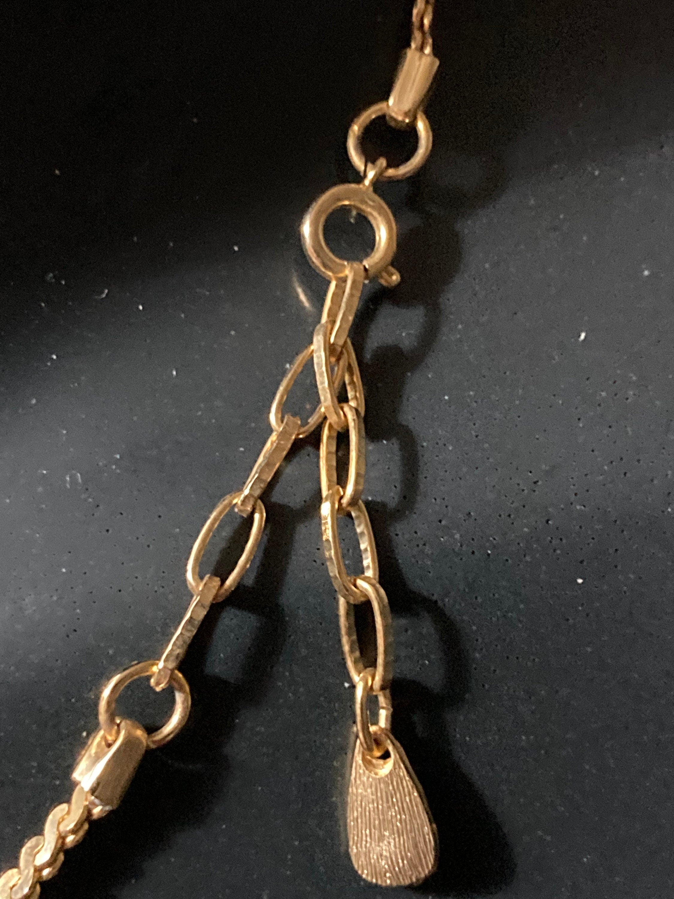 Vintage 1970s serpentine chain gold plated lariat negligee drop necklace old shop stock